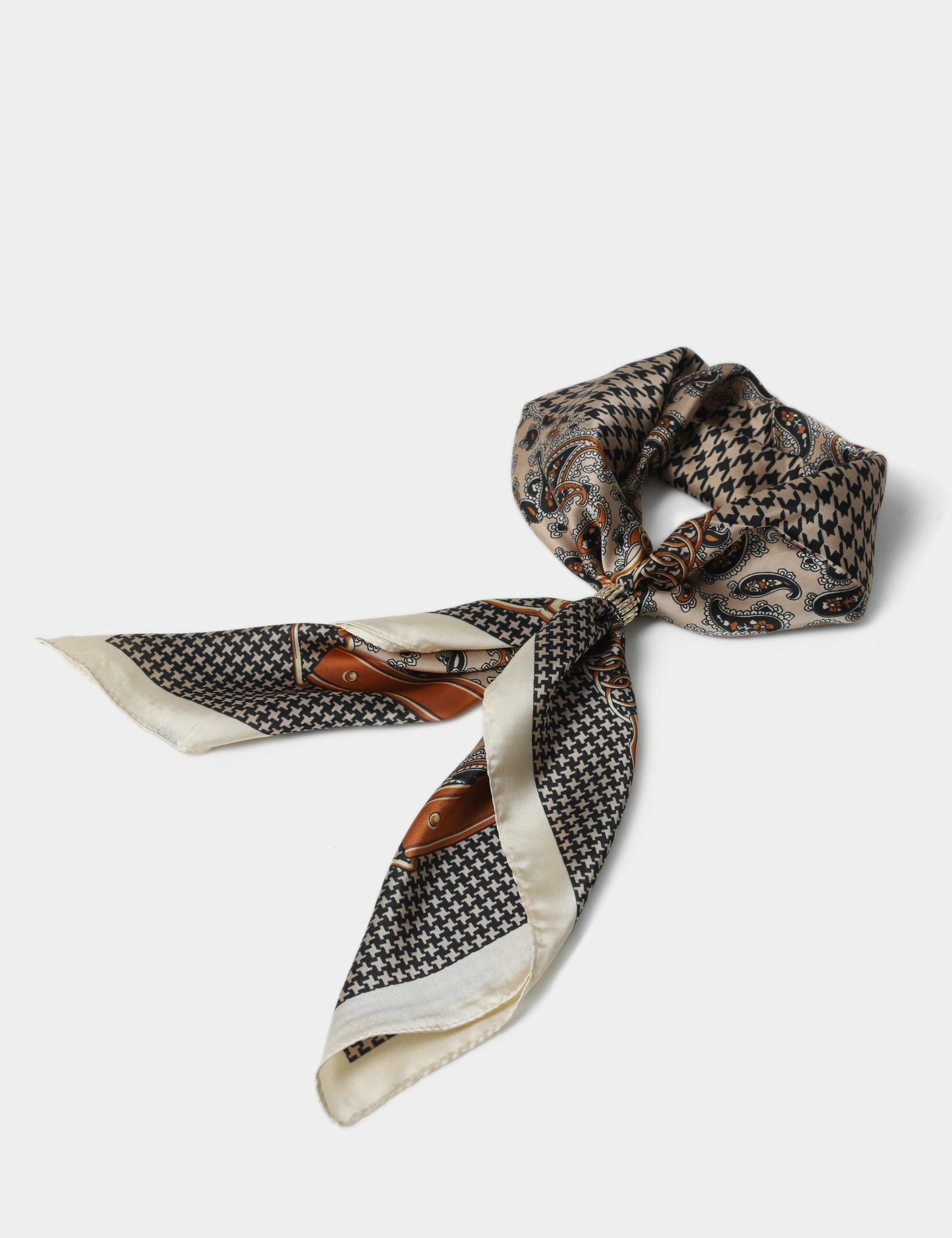 Beige Black Paisley Scarf 2 of 3