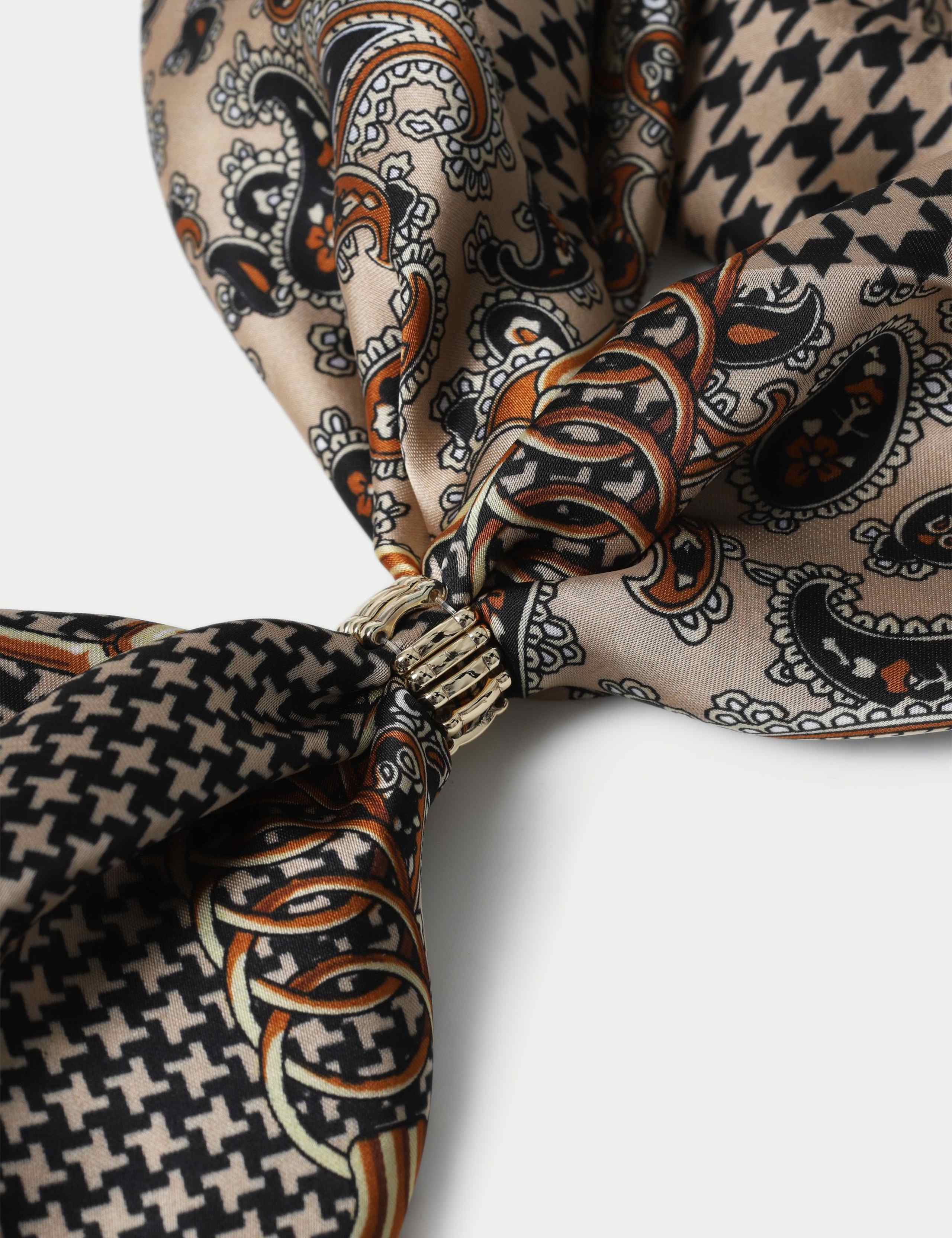 Beige Black Paisley Scarf 3 of 3