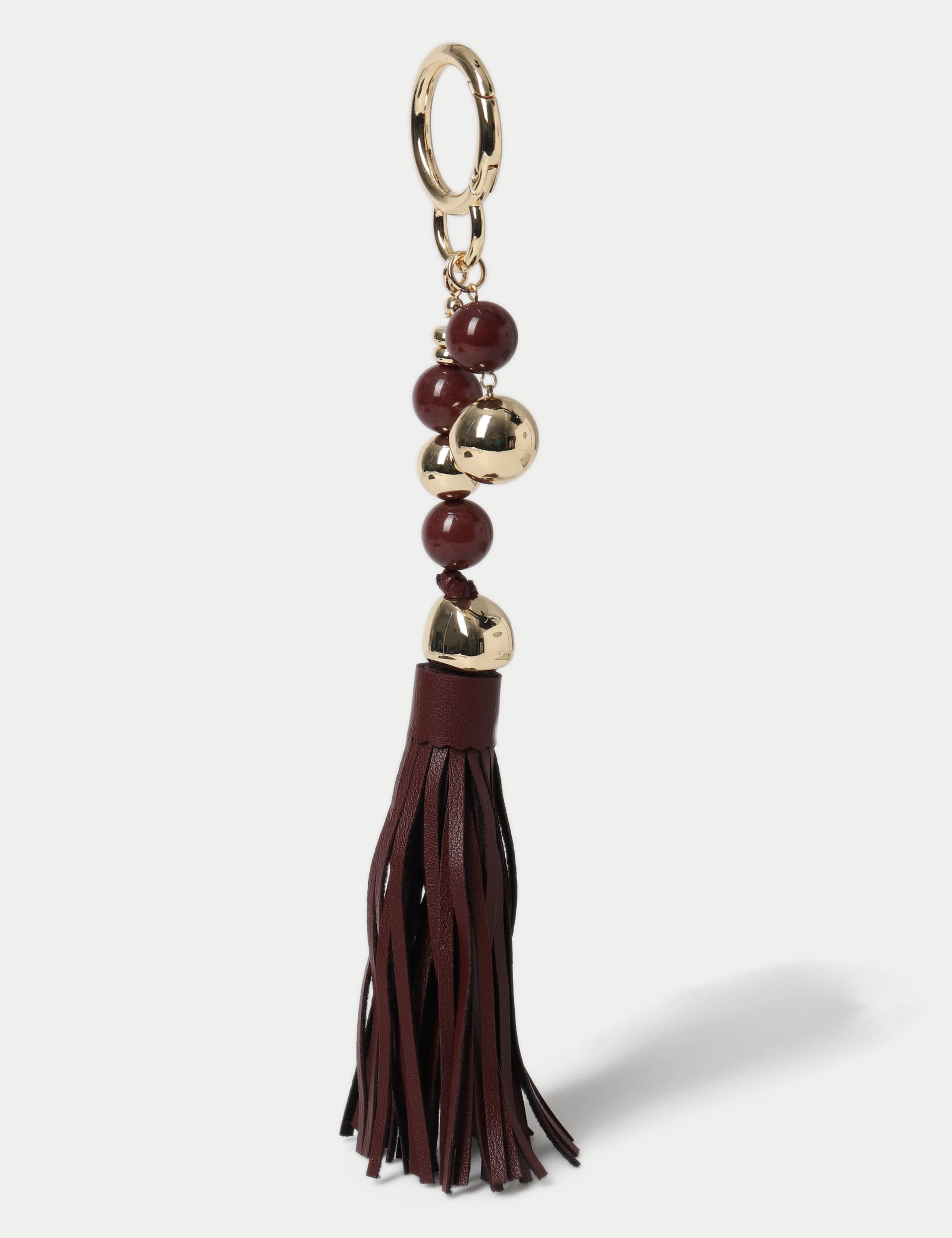 Natural Stone Burgundy Tassel Bag Charm 2 of 2