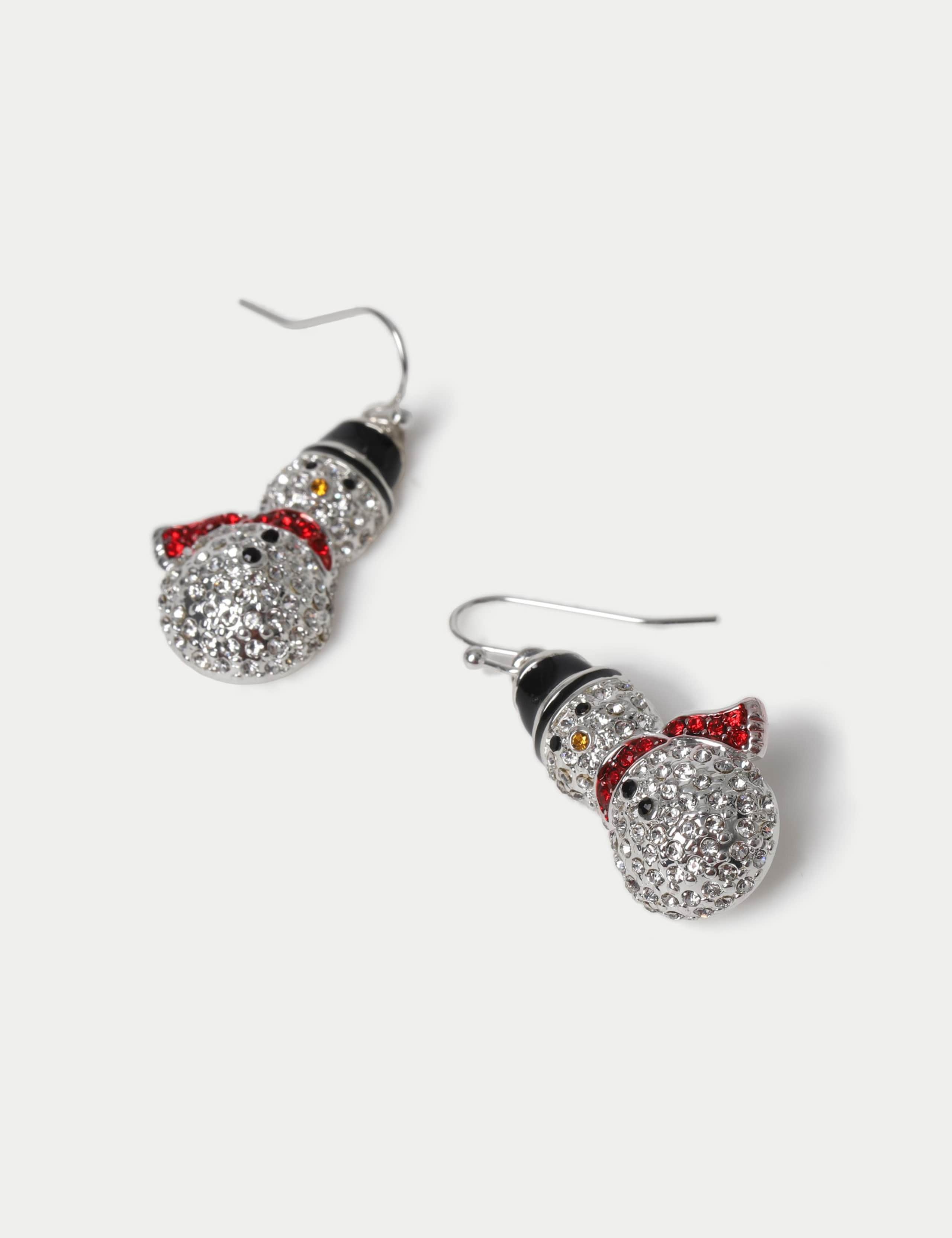 Crystal Pave Snowman Drop Earrings 2 of 2