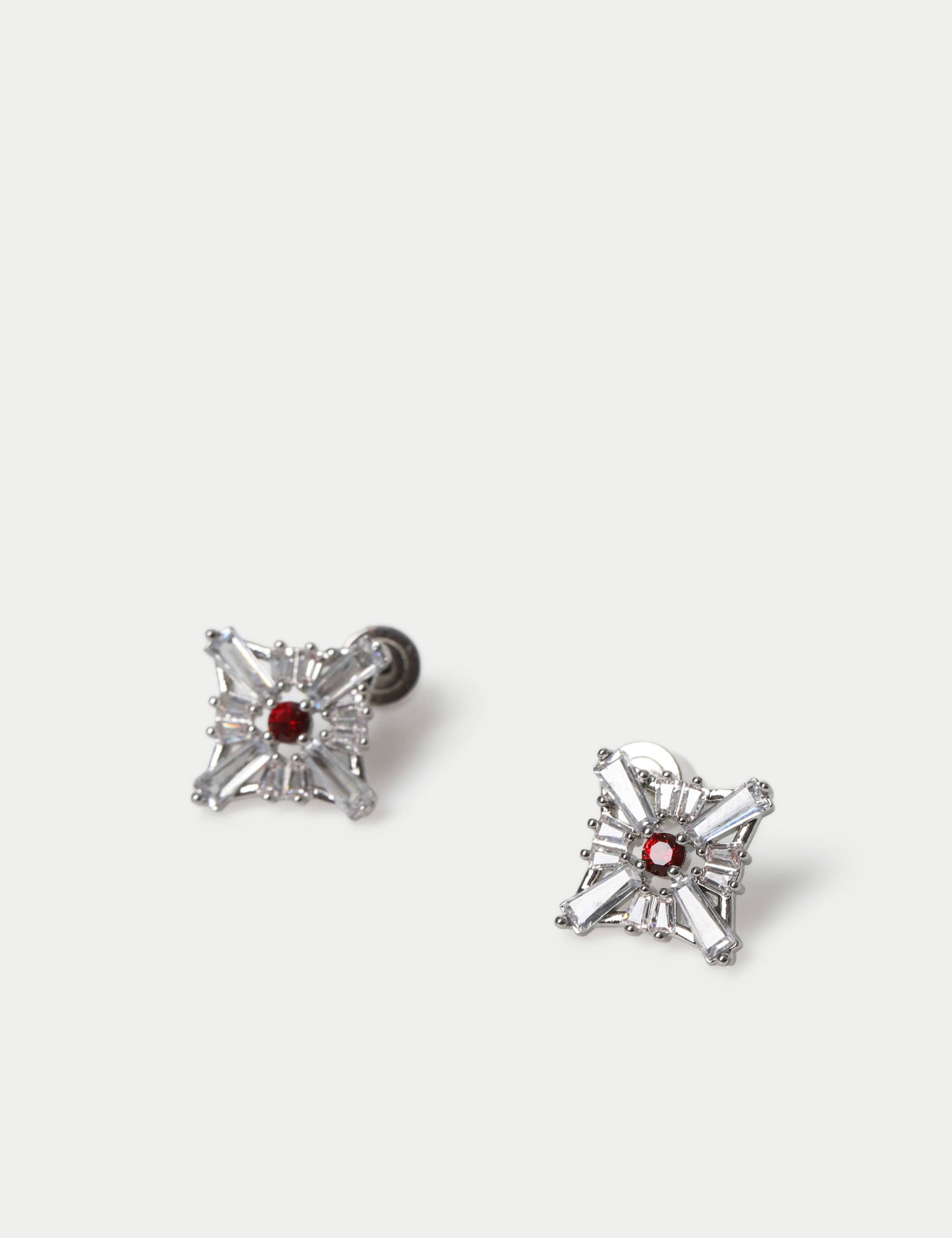 Platinum Plated Cubic Zirconia Birthstone Earrings 3 of 3