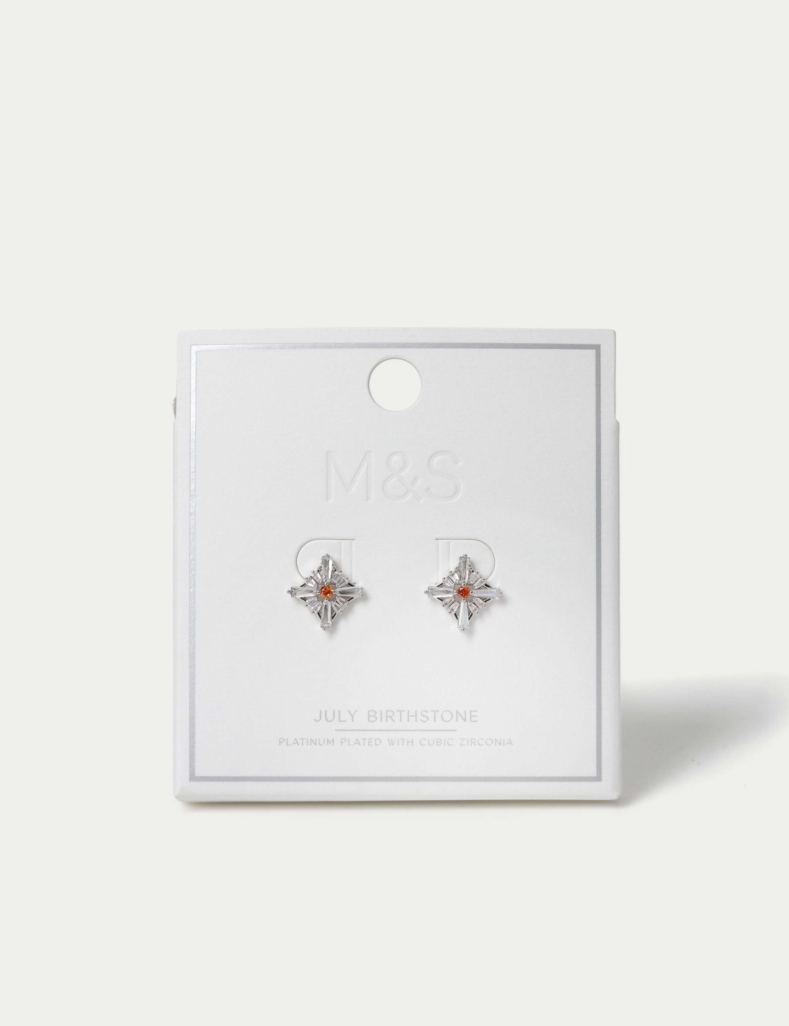 Platinum Plated Cubic Zirconia Birthstone Earrings 1 of 3