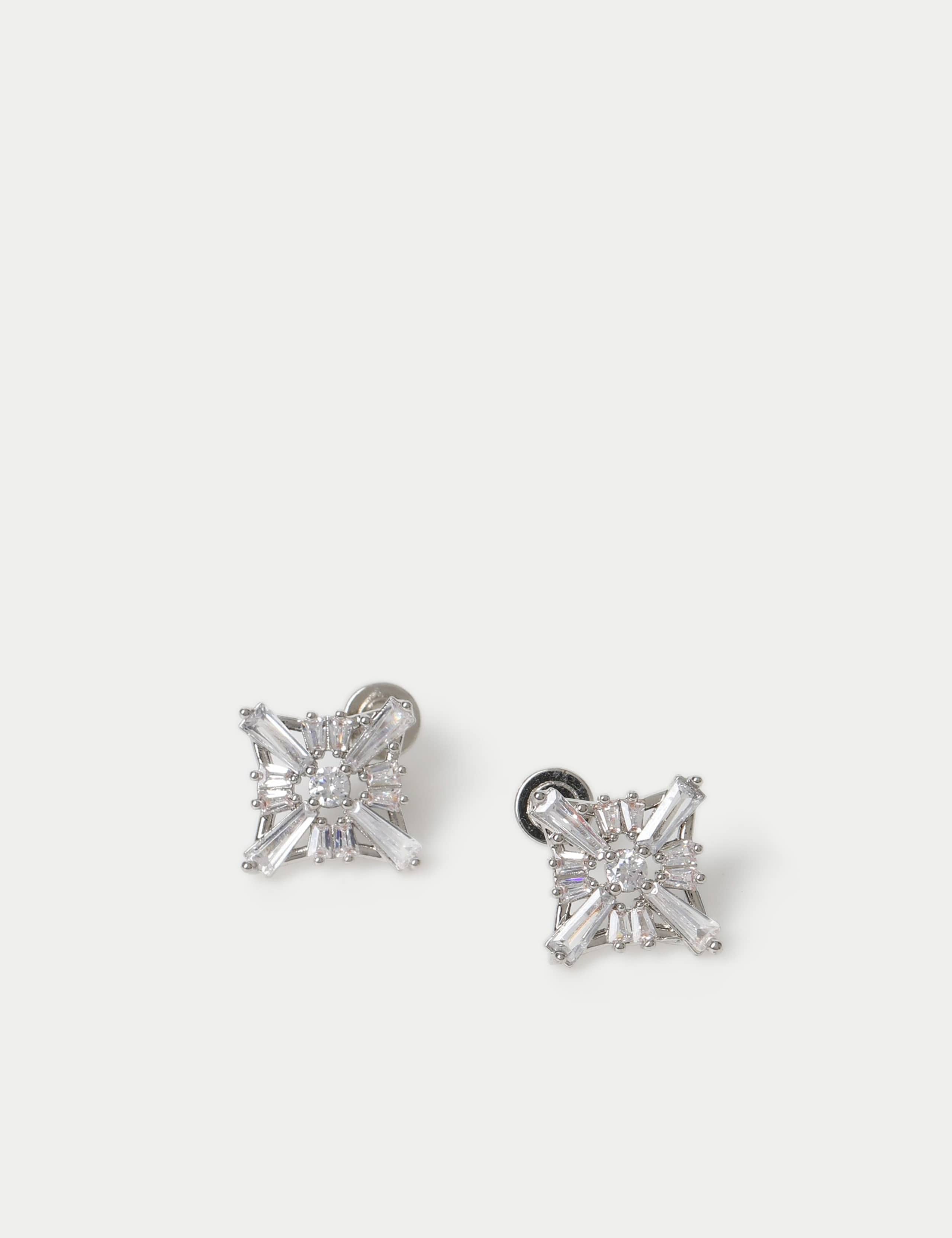 Platinum Plated Cubic Zirconia Birthstone Earrings 2 of 3