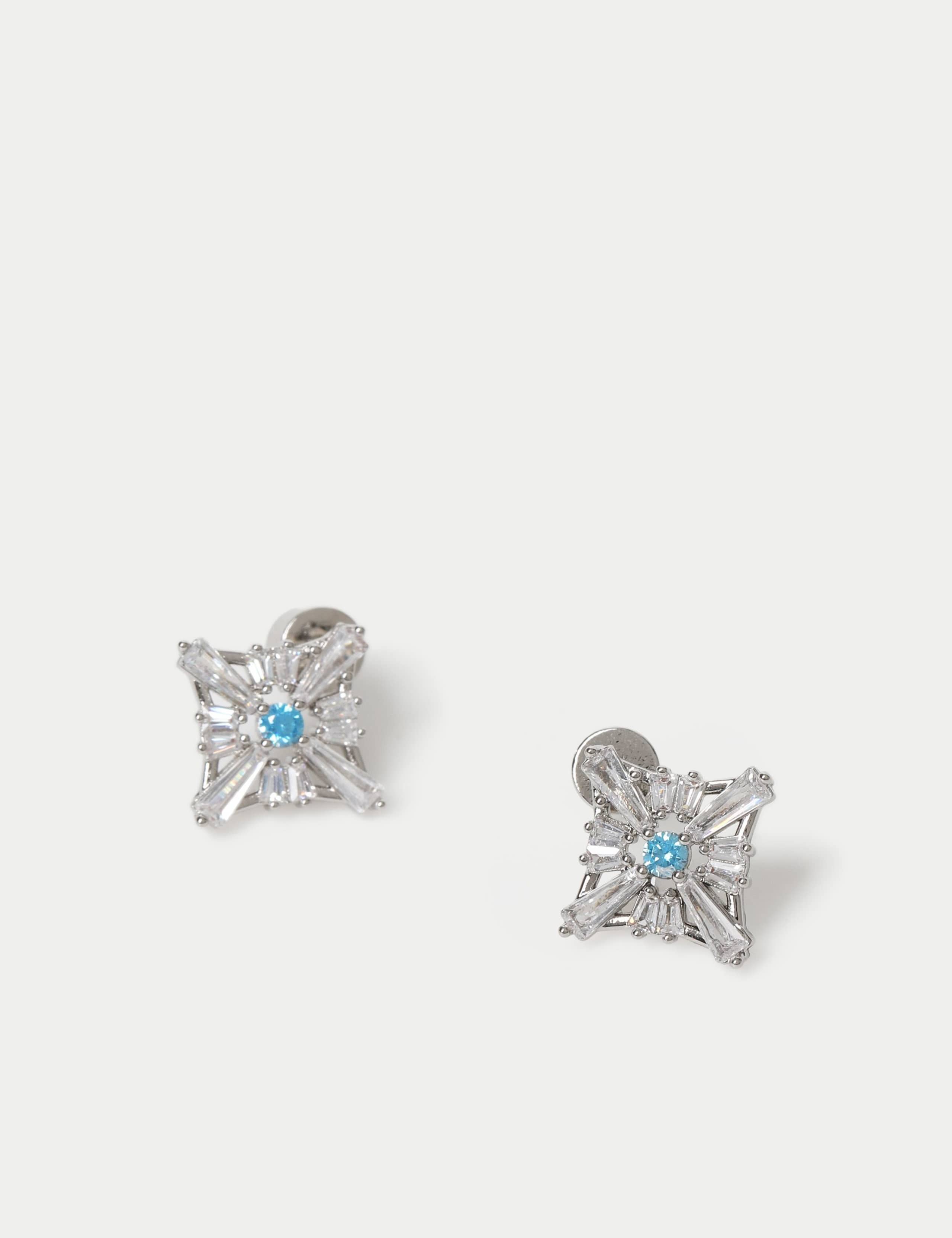 Platinum Plated Cubic Zirconia Birthstone Earrings 2 of 3