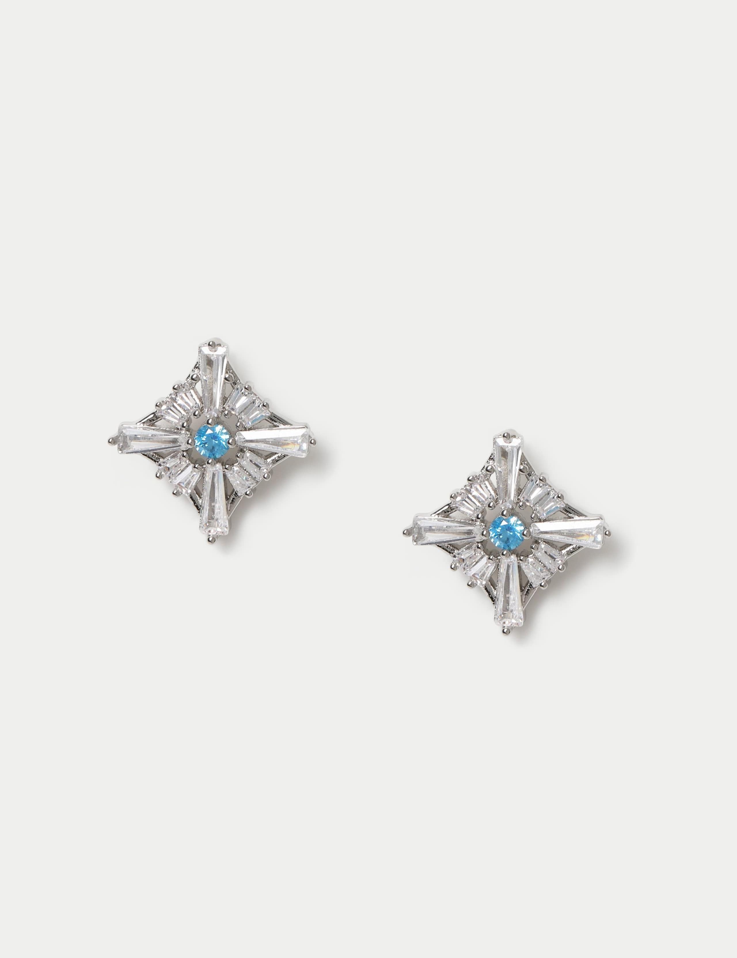 Platinum Plated Cubic Zirconia Birthstone Earrings 3 of 3