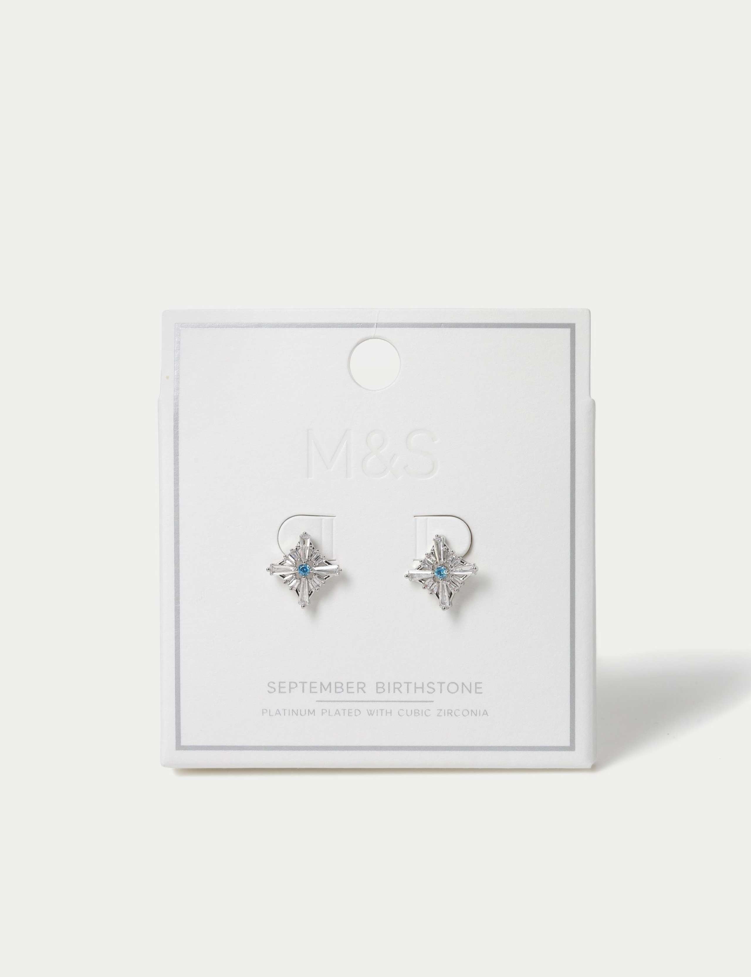 Platinum Plated Cubic Zirconia Birthstone Earrings 1 of 3