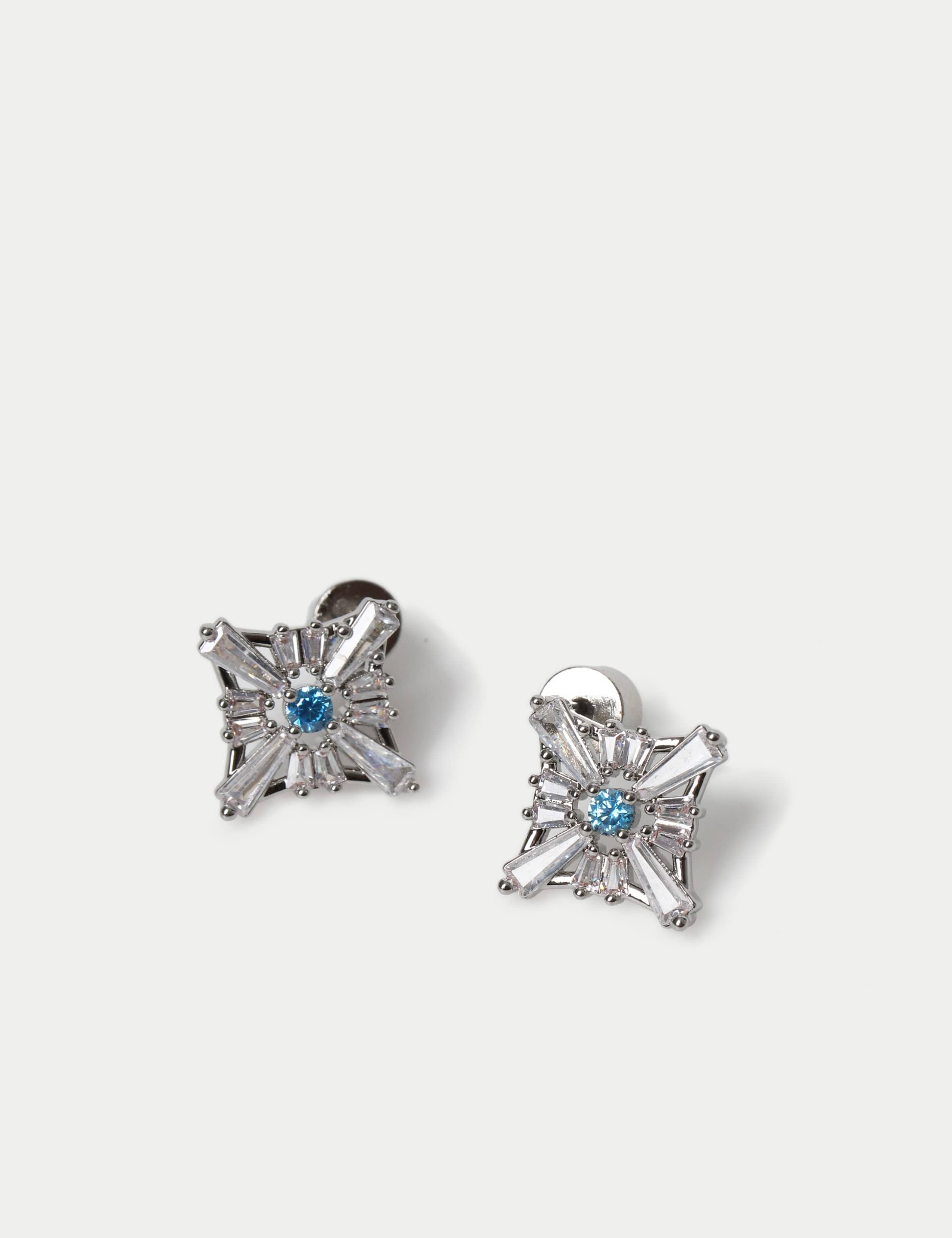 Platinum Plated Cubic Zirconia Birthstone Earrings 3 of 3