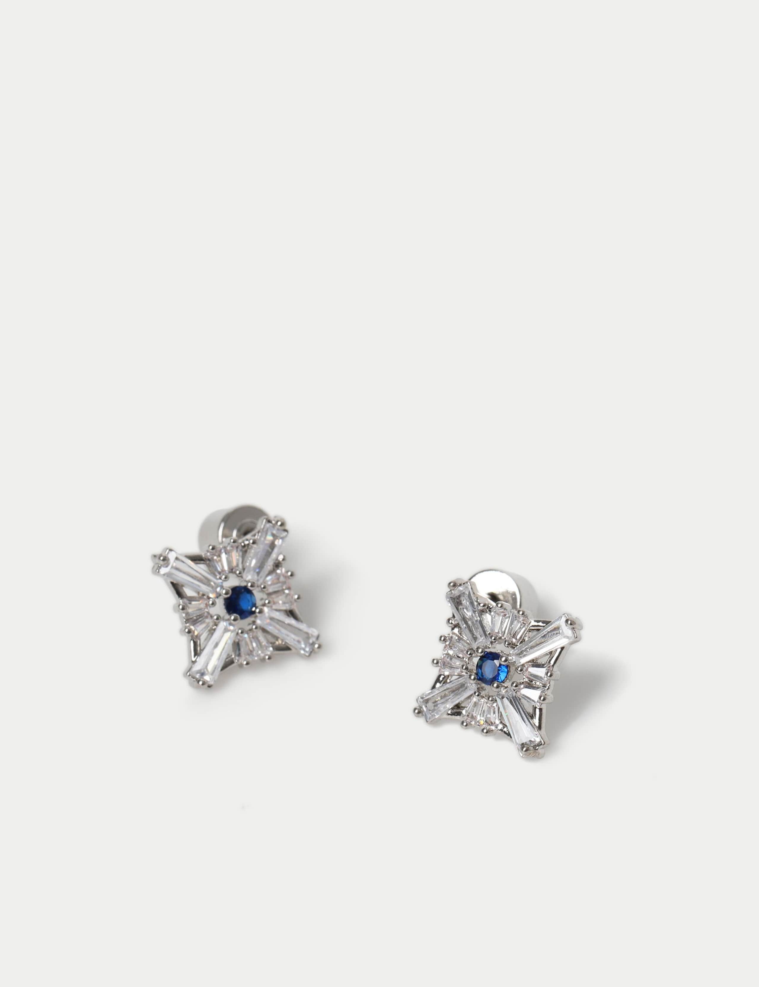 Platinum Plated Cubic Zirconia Birthstone Earrings 3 of 3