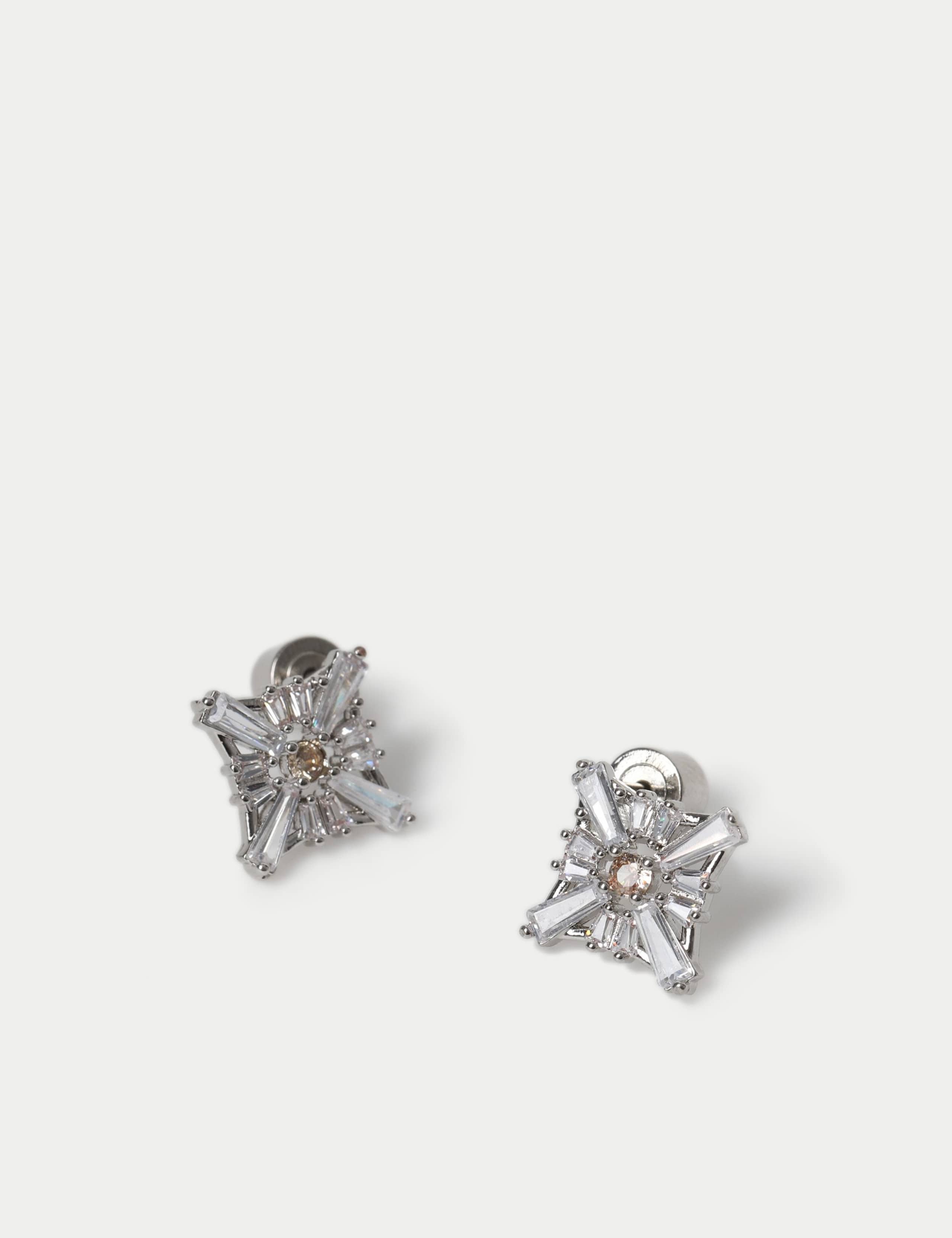 Platinum Plated Cubic Zirconia Birthstone Earrings 3 of 3