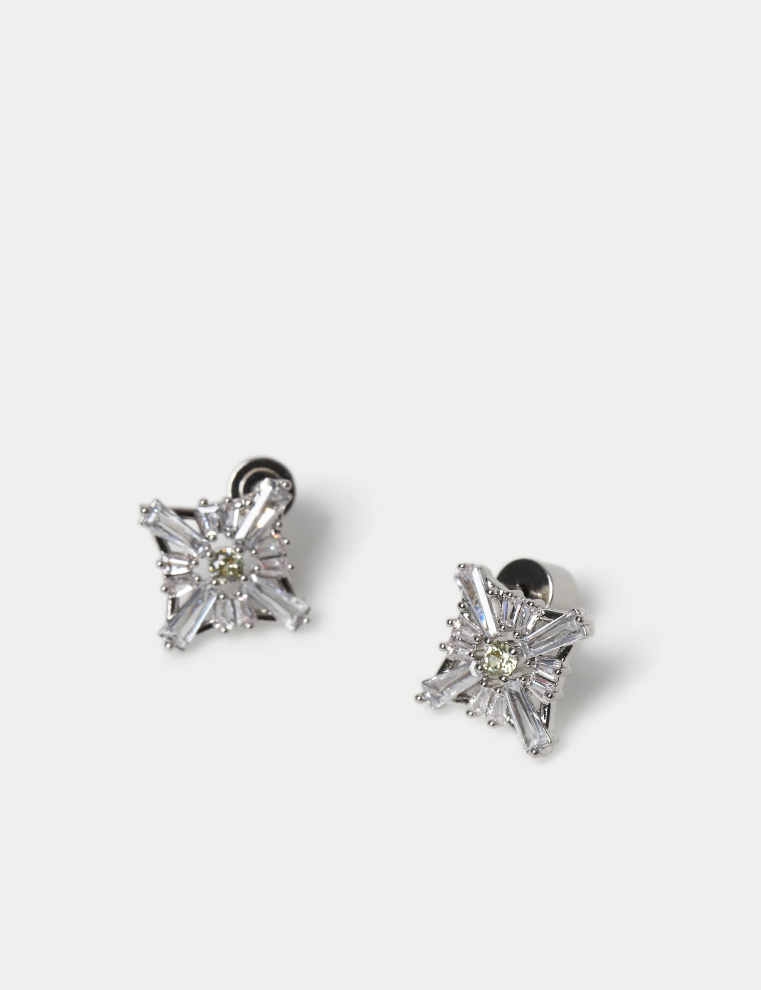 Platinum Plated Cubic Zirconia Birthstone Earrings 2 of 3
