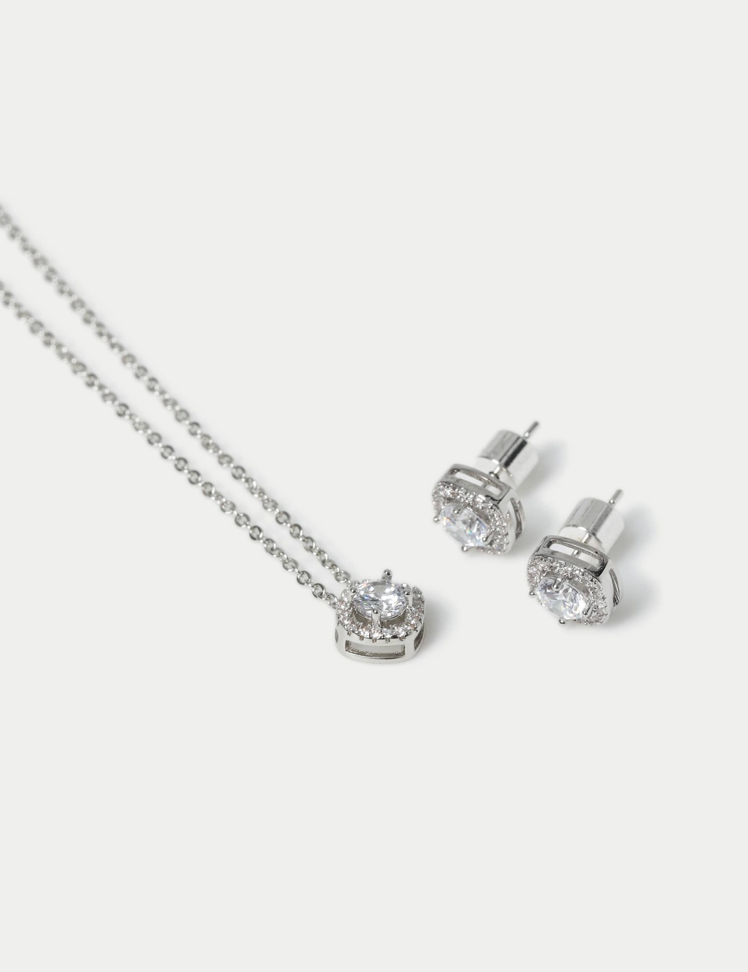 Platinum Plated Birthstone Earring and Necklace Set 3 of 3