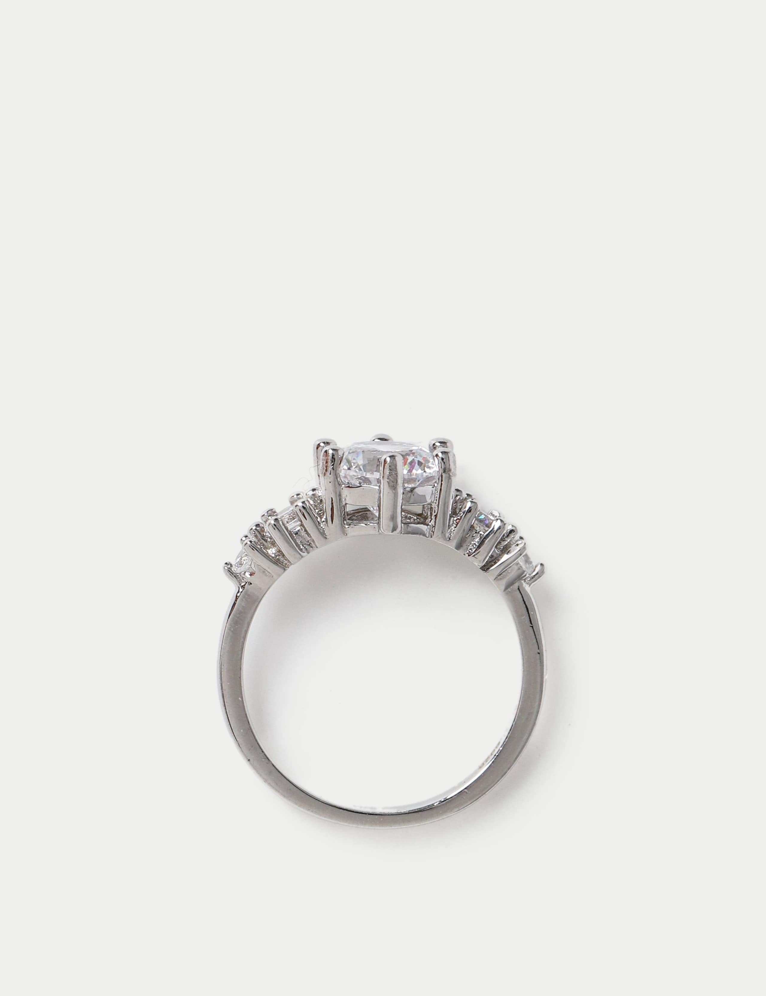 Platinum Cubic Zirconia Cocktail Ring 3 of 3