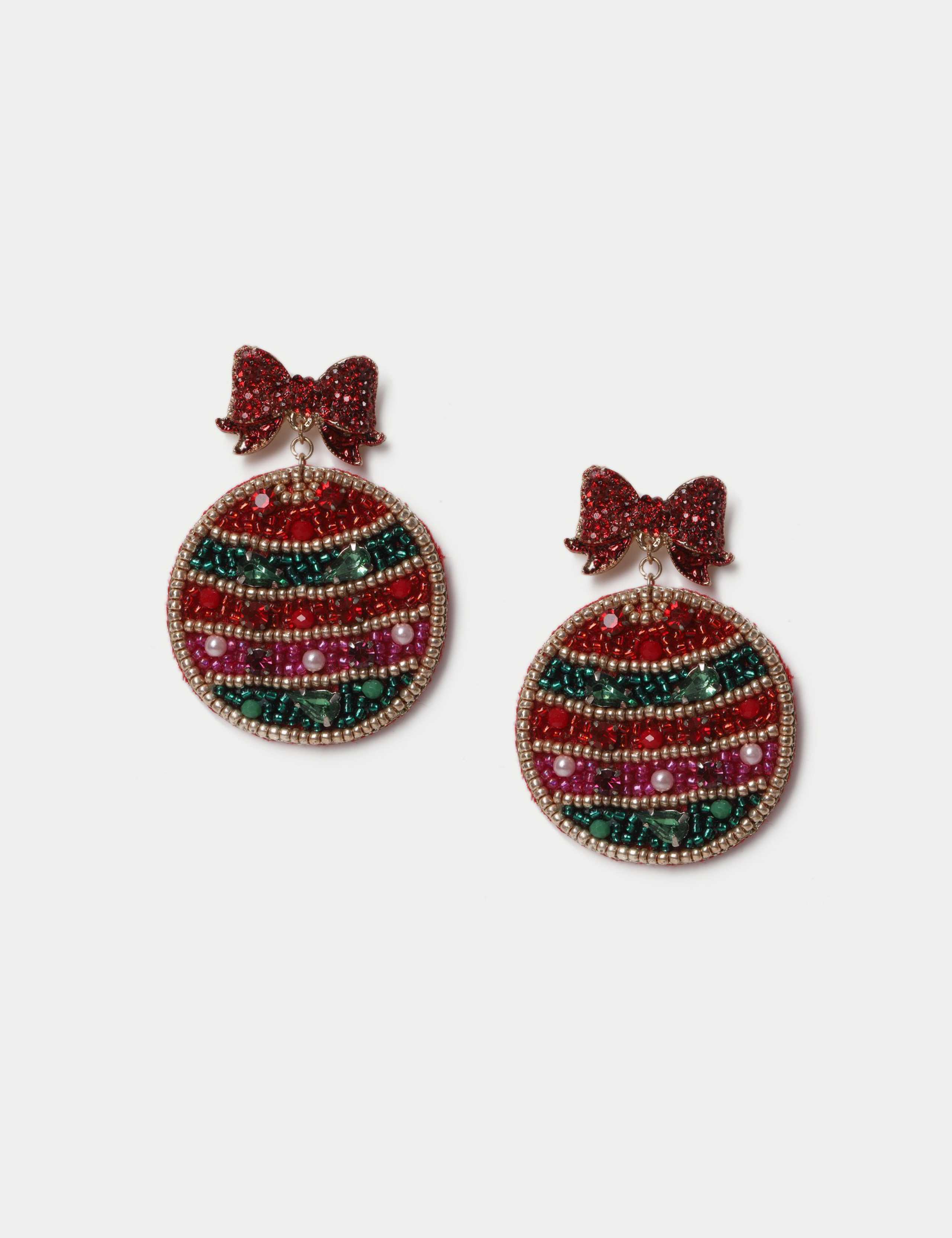 Bow Bauble Christmas Earrings 1 of 2