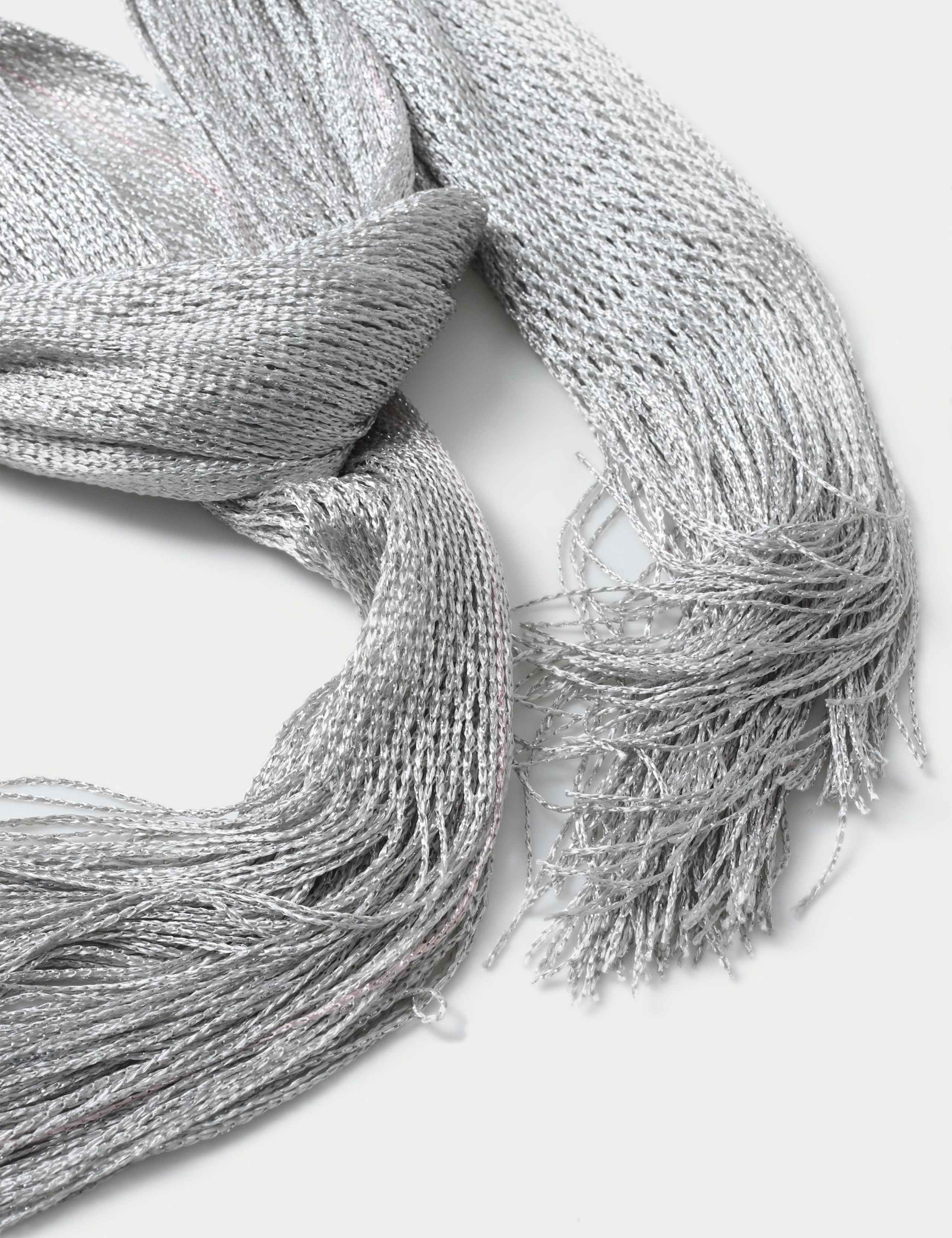 Woven Metallic Tassel Scarf 2 of 3