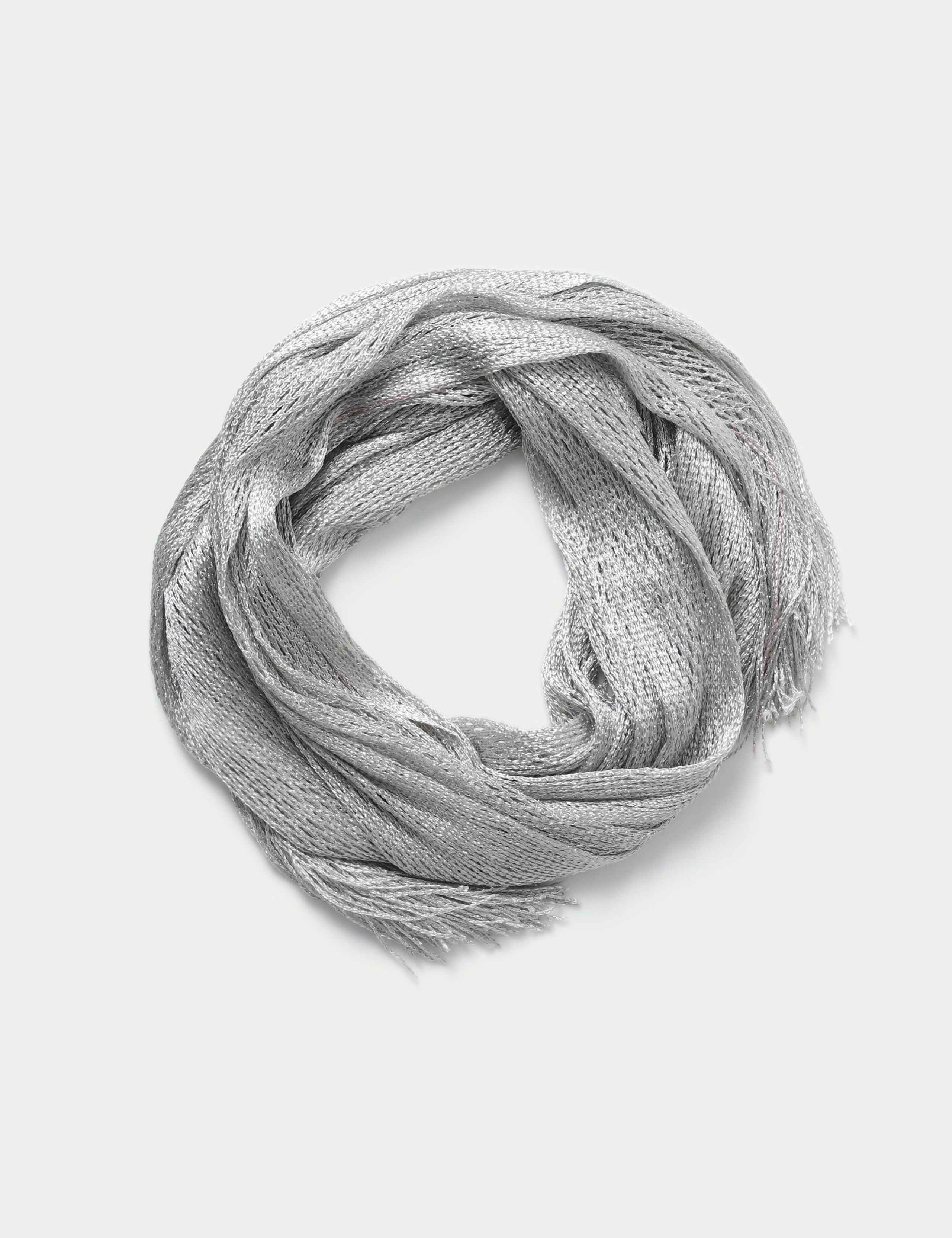 Woven Metallic Tassel Scarf 3 of 3