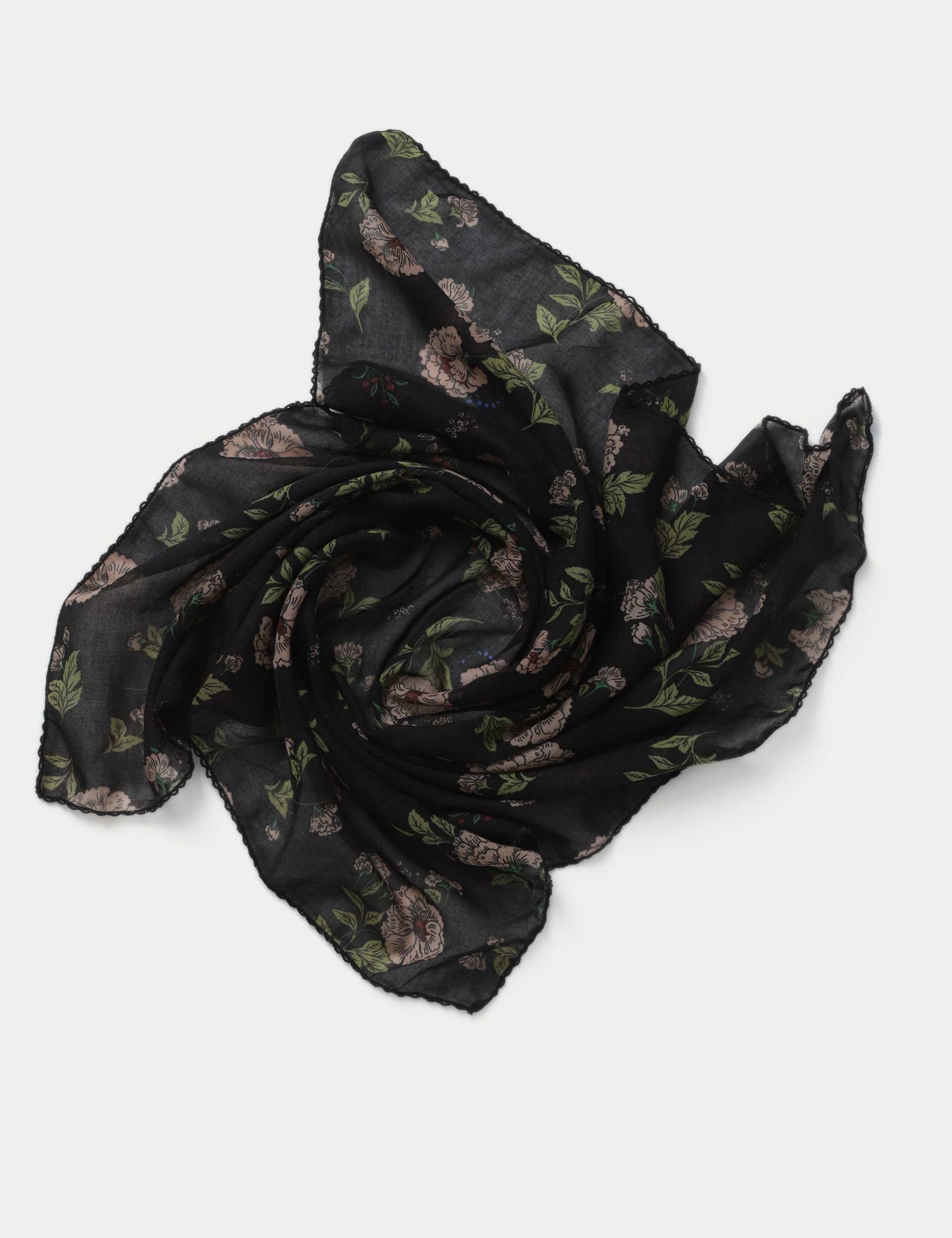Black Floral Print Scarf 2 of 2