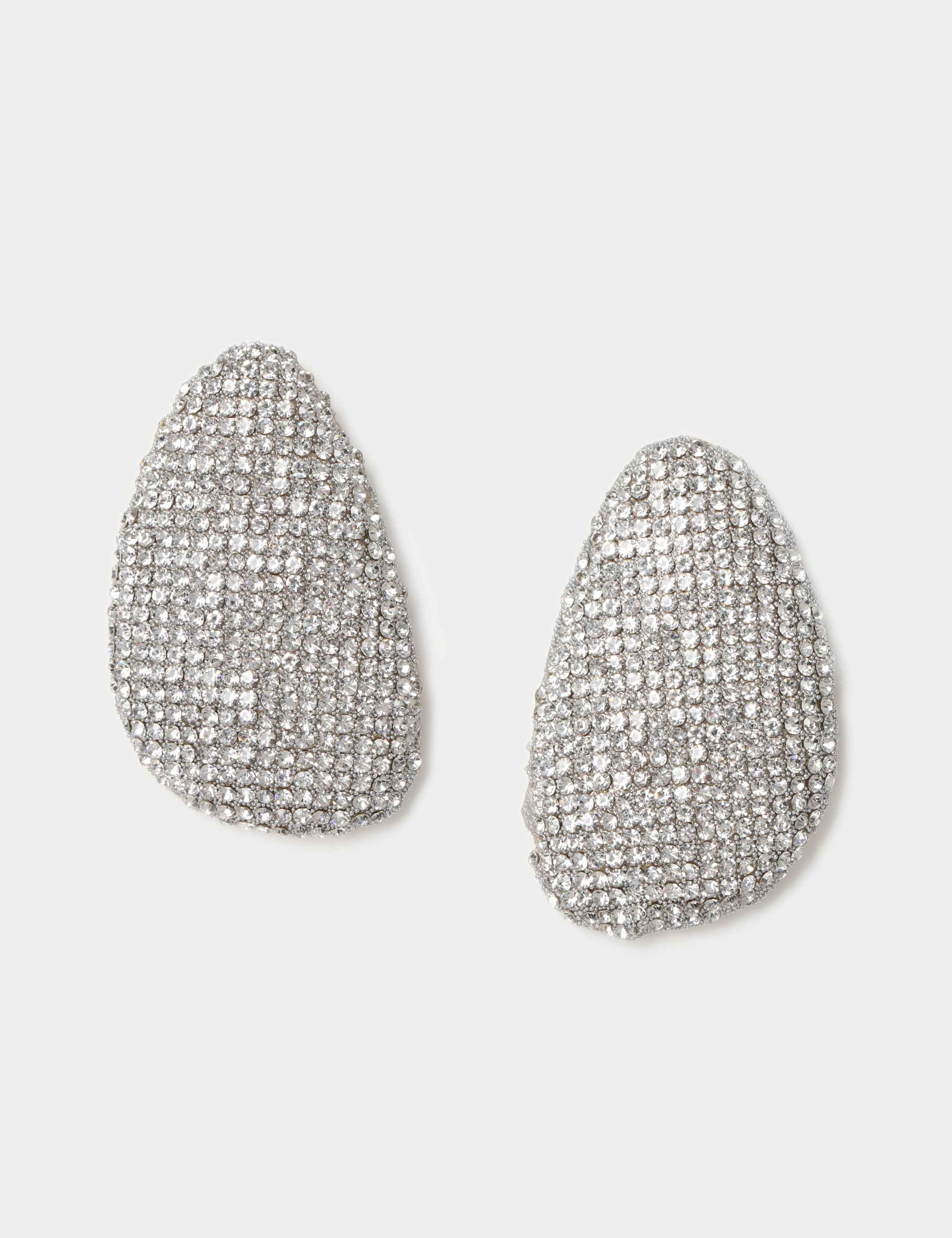 Embellished Oversized Oval Stud Earrings 1 of 2