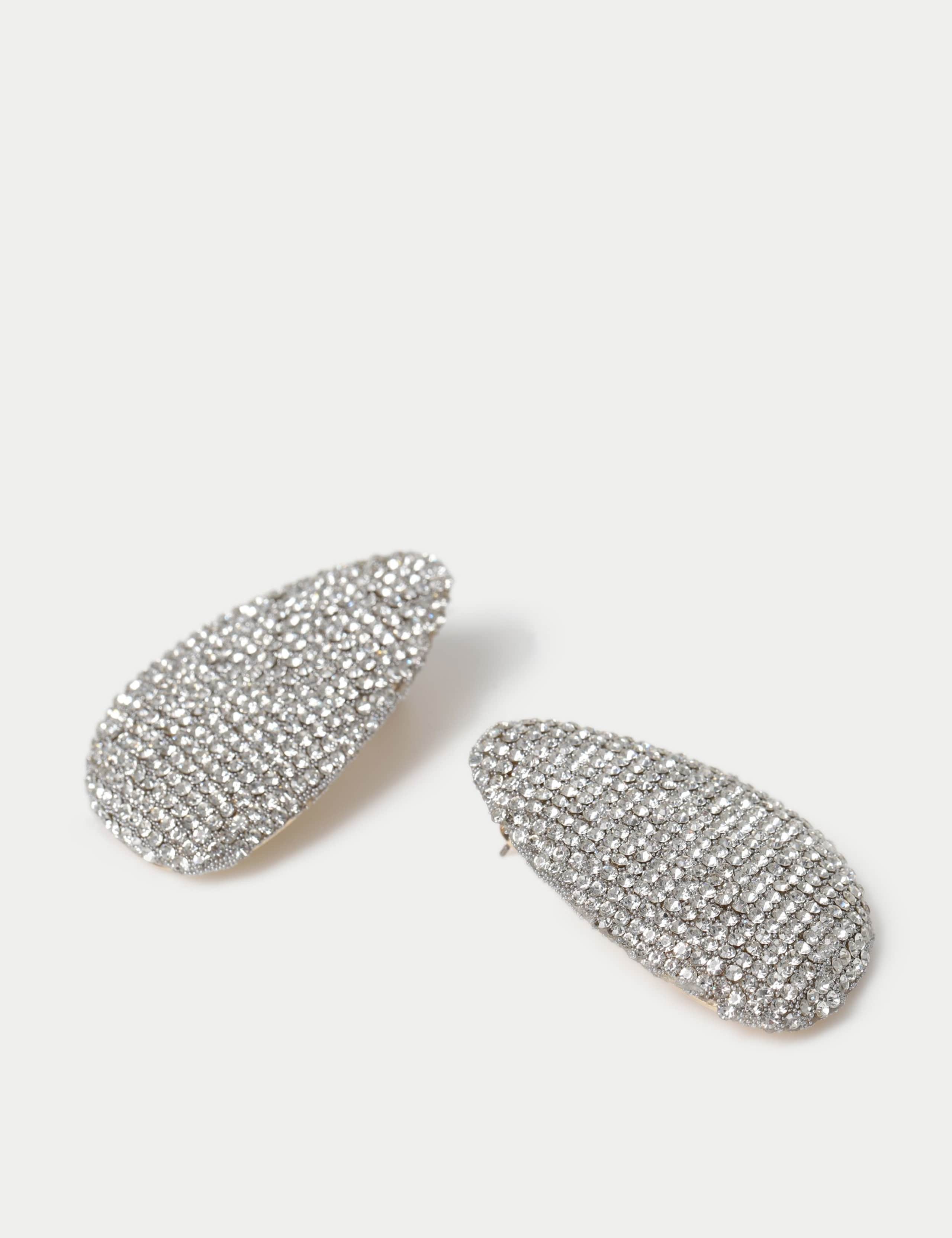 Embellished Oversized Oval Stud Earrings 2 of 2