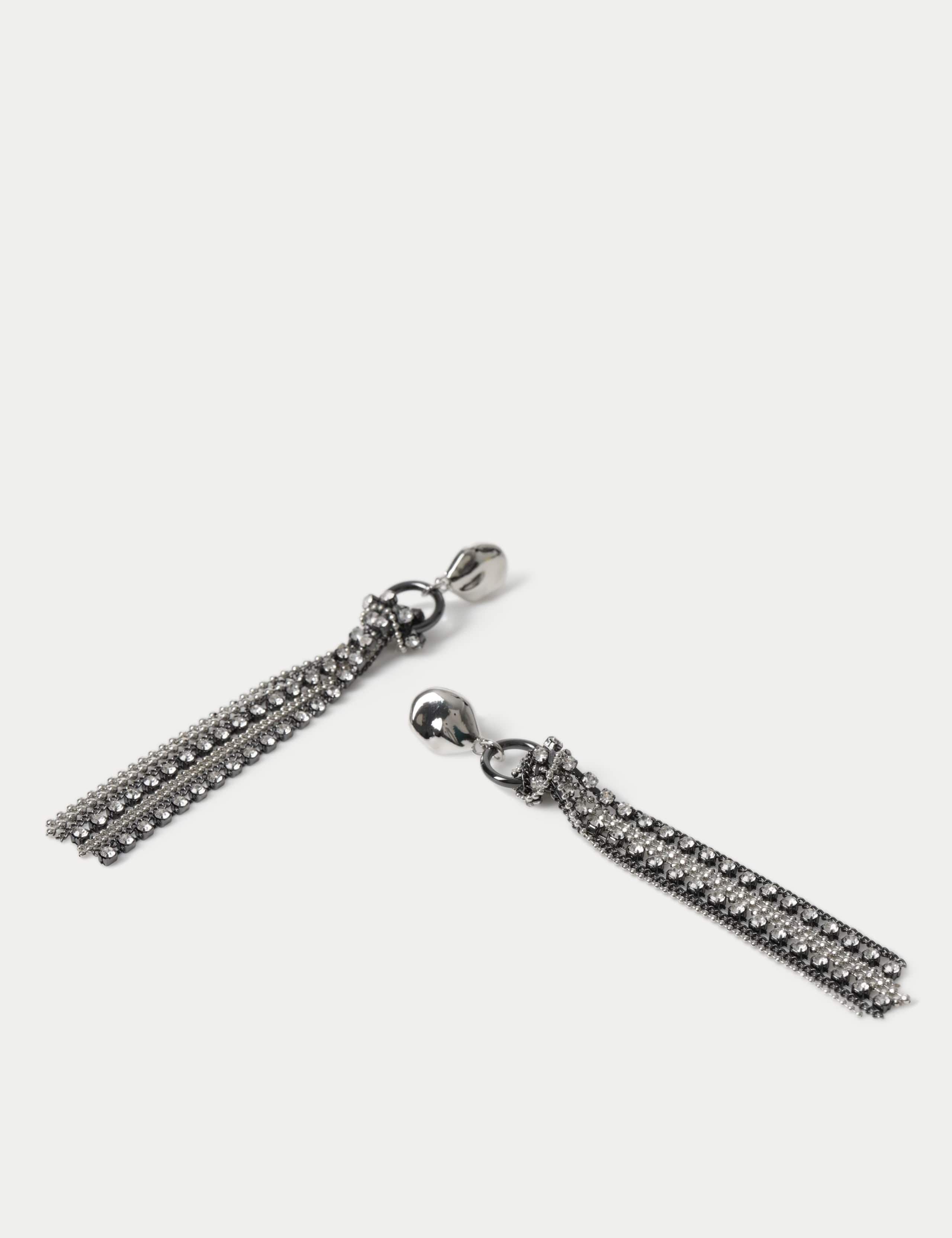 Chain and Crystal Drop Earrings 2 of 2