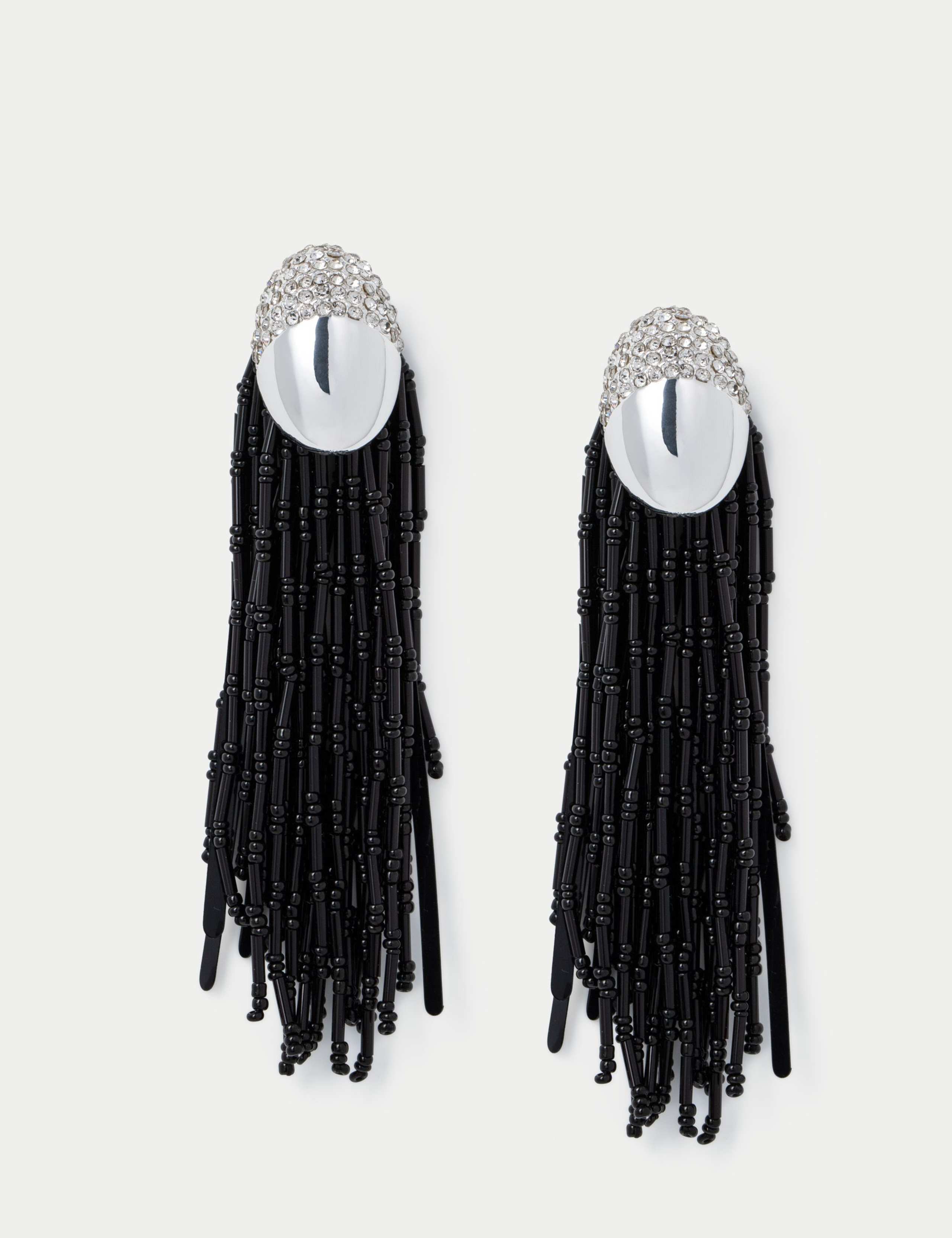 Silver Dome Tassel Earrings 2 of 2