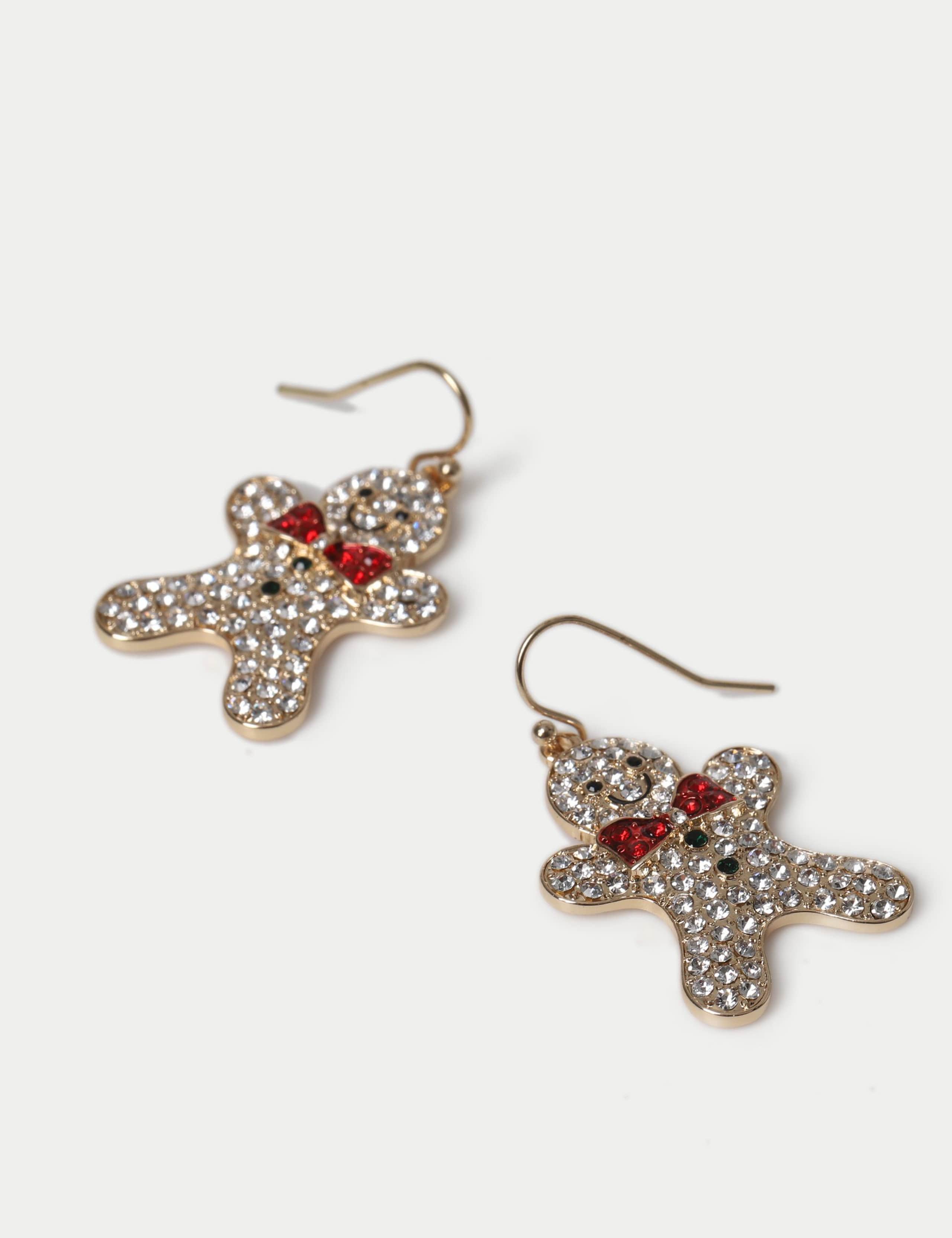Rhinestone Gingerbread Christmas Earrings 2 of 2