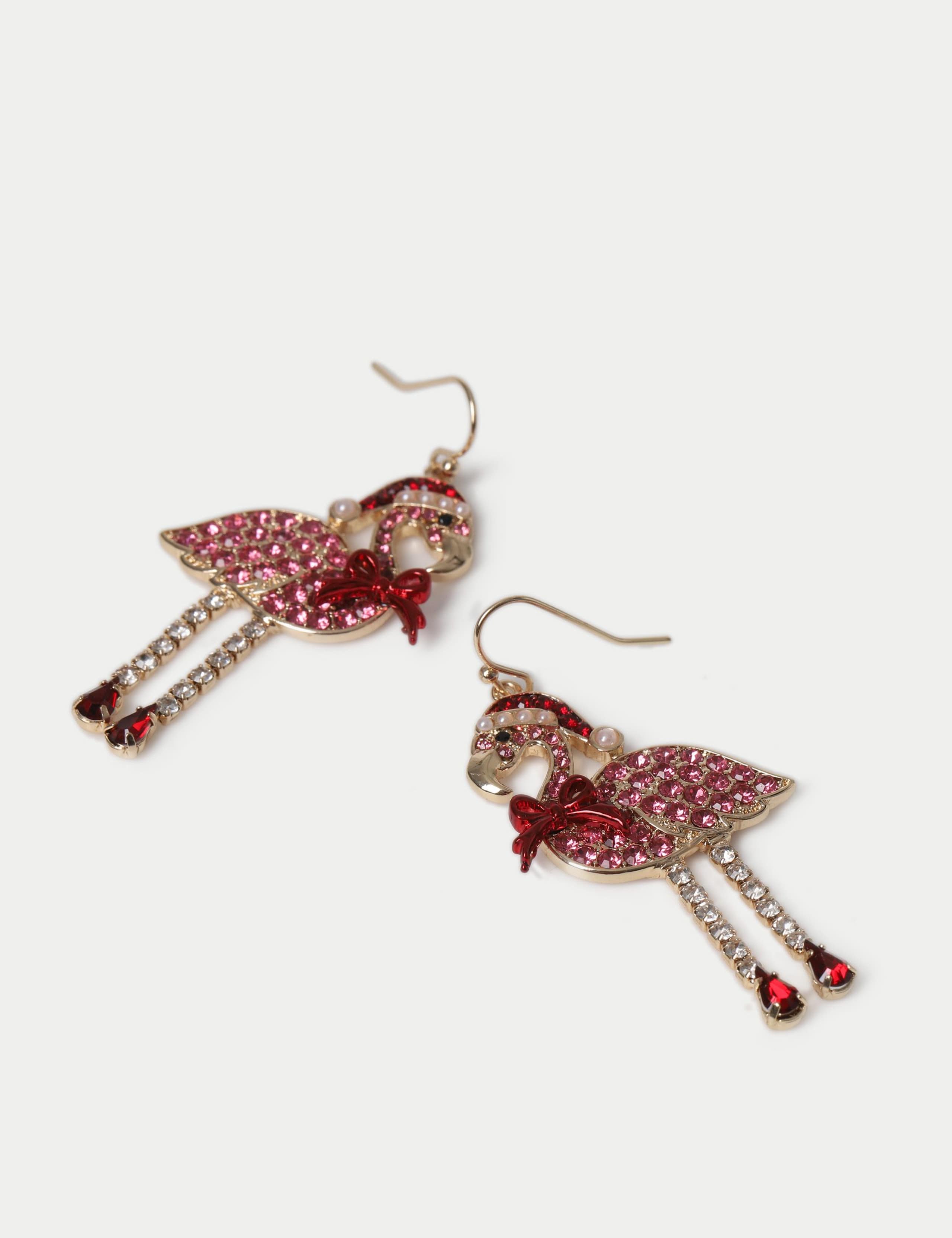 Flamingo Christmas Earrings 2 of 2
