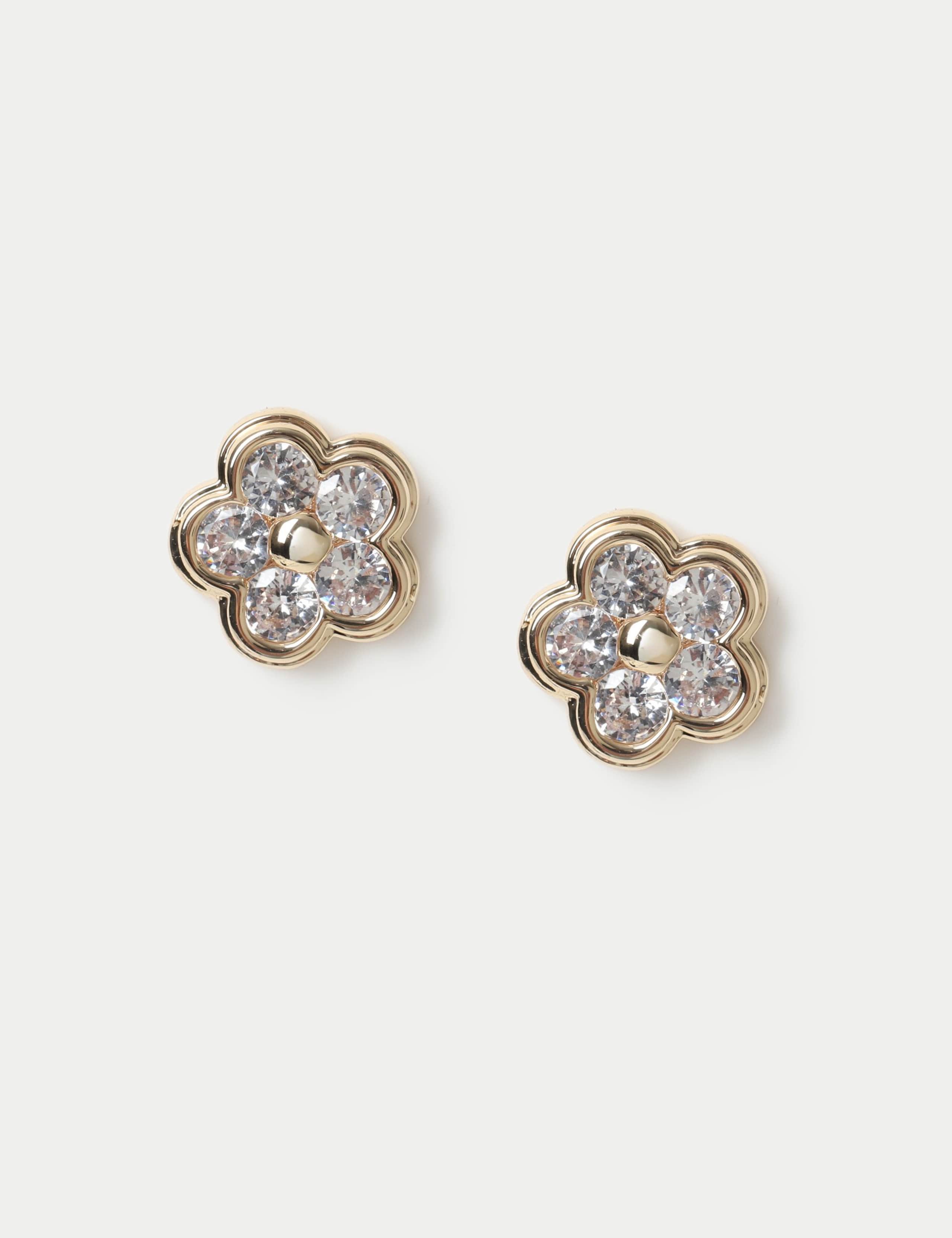 Cubic Zirconia Flower Earrings 1 of 2