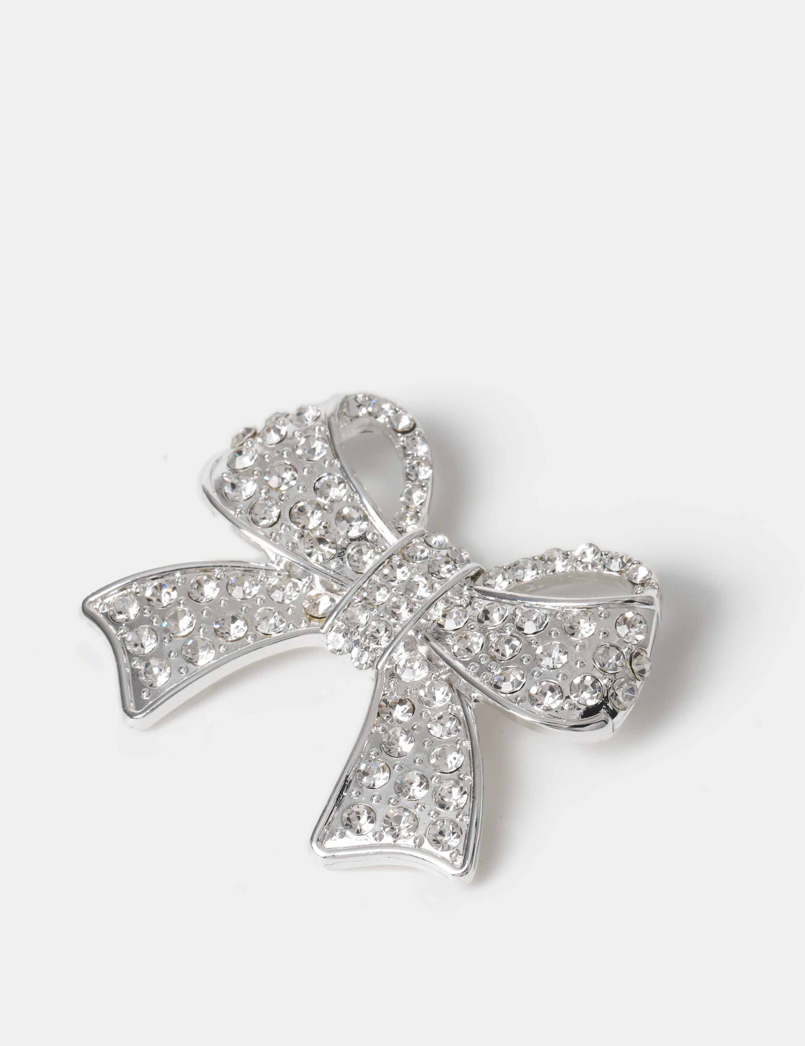 Silver Tone Christmas Bow Brooch 2 of 3