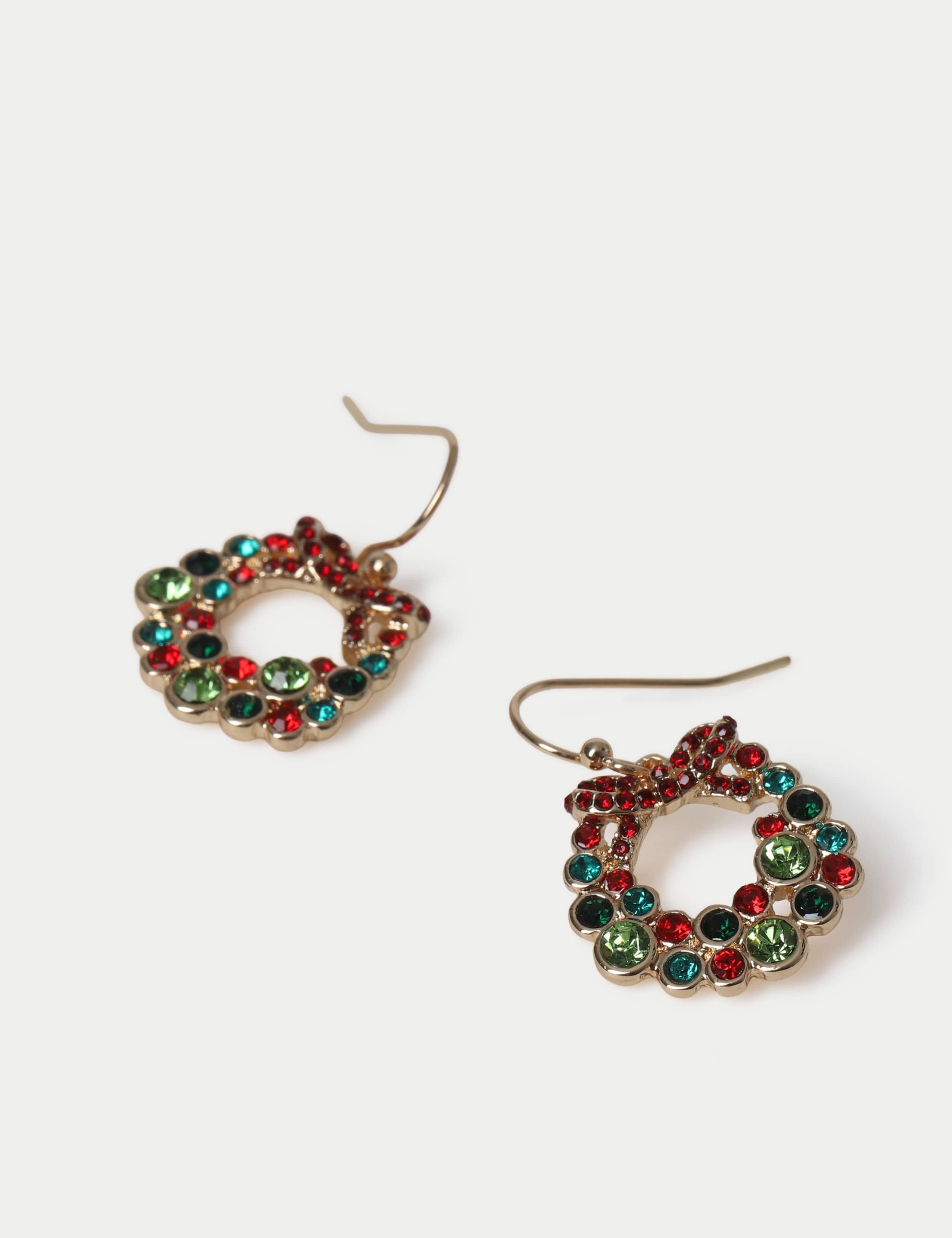 Coloured Rhinestone Wreath Drop Earrings 2 of 2