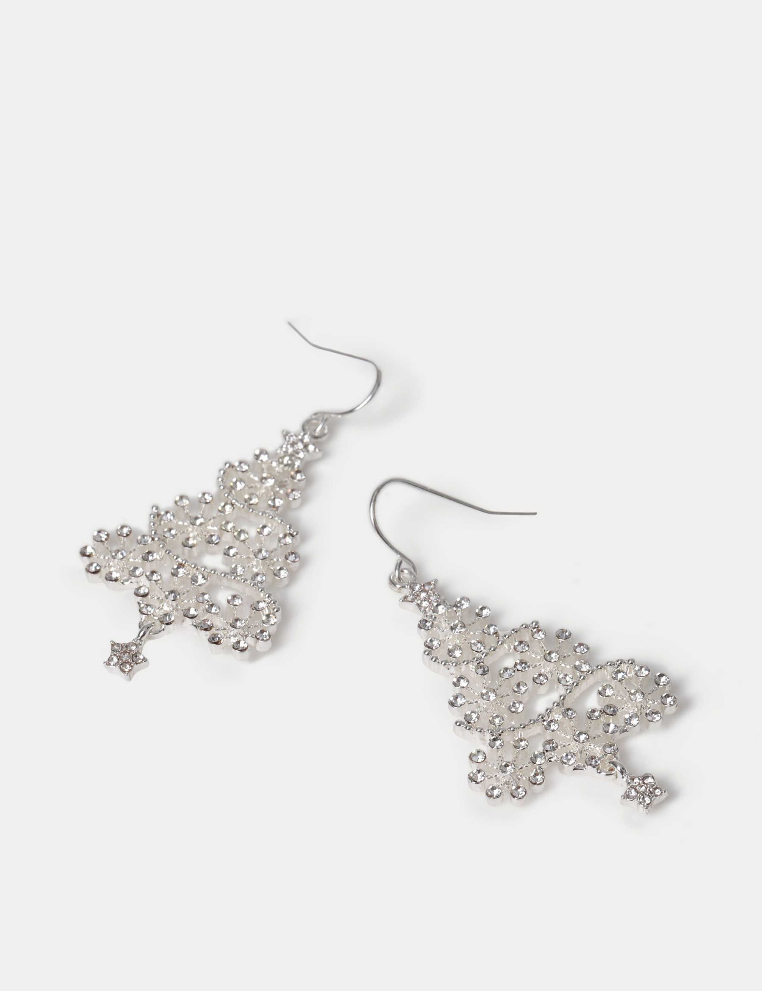 Rhinestone Christmas Tree Drop Earrings 2 of 2