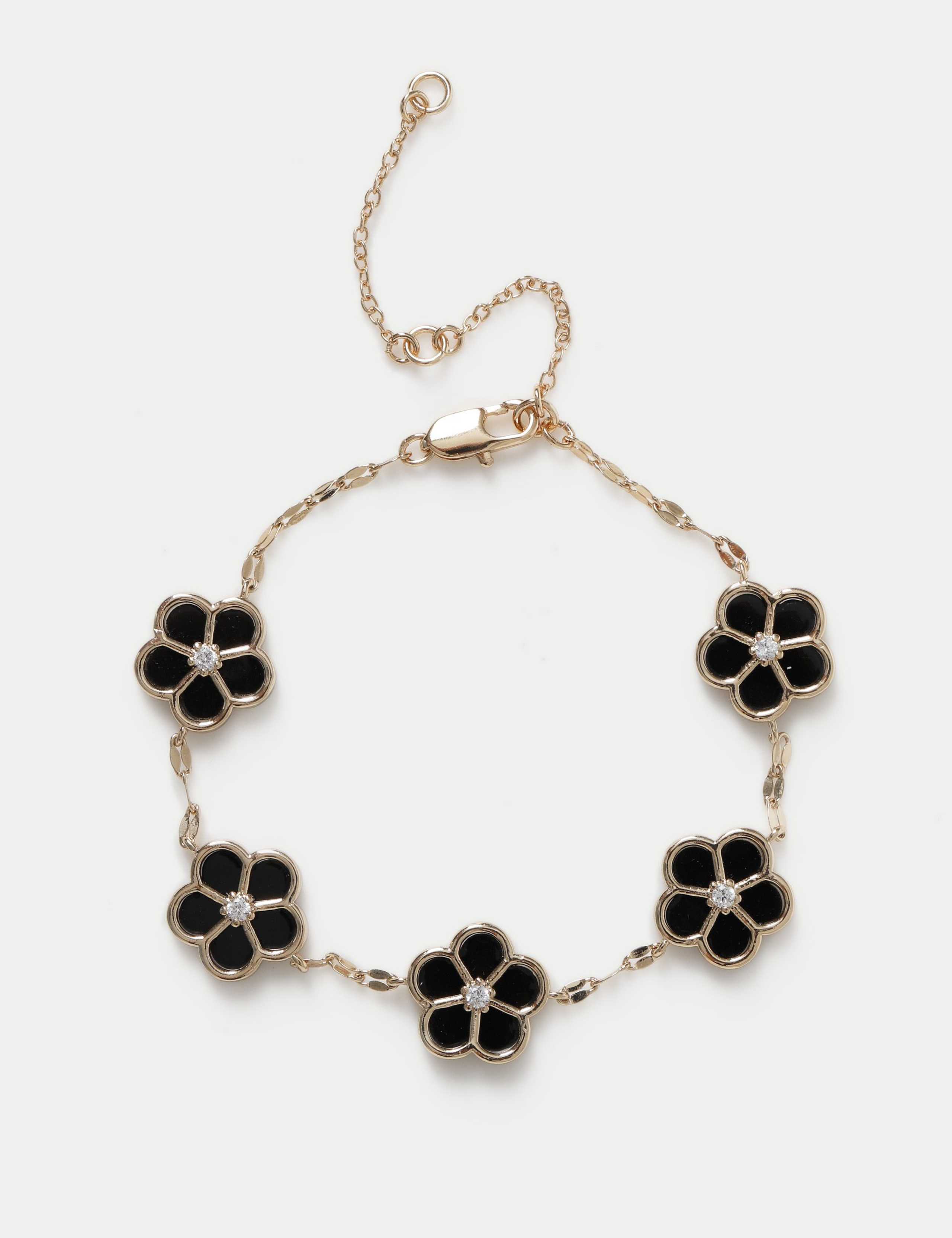Black Enamel Flower Bracelet 2 of 2