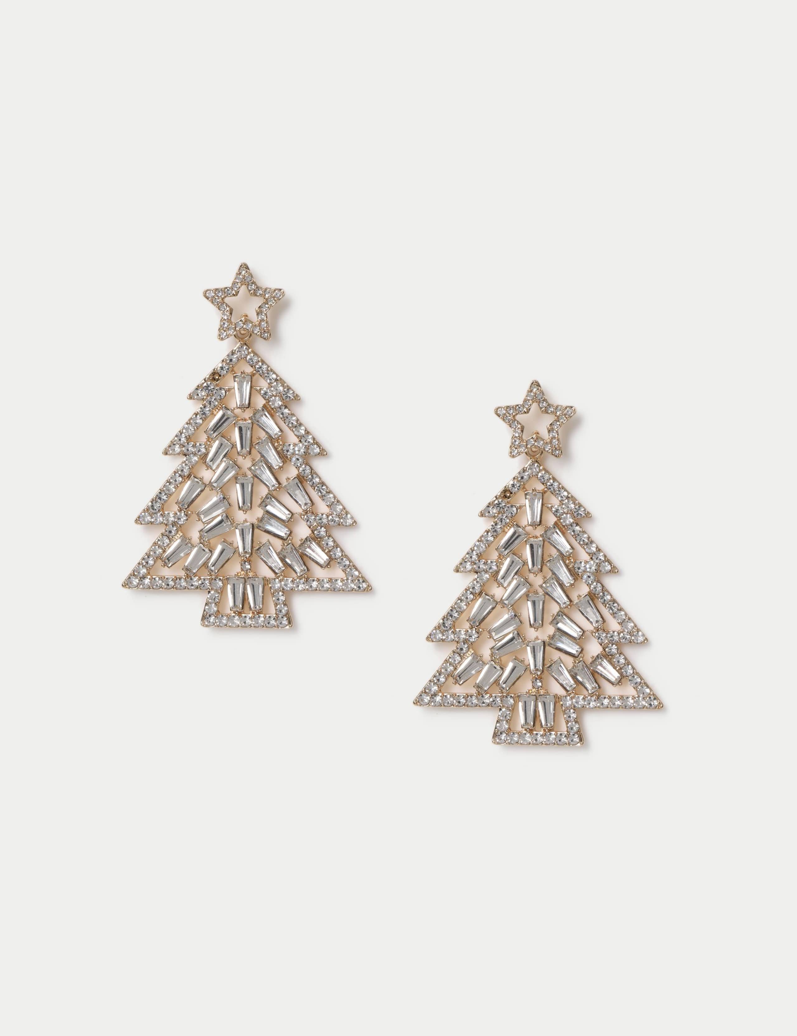 Oversized Rhinestone Tree Stud Earrings 1 of 2