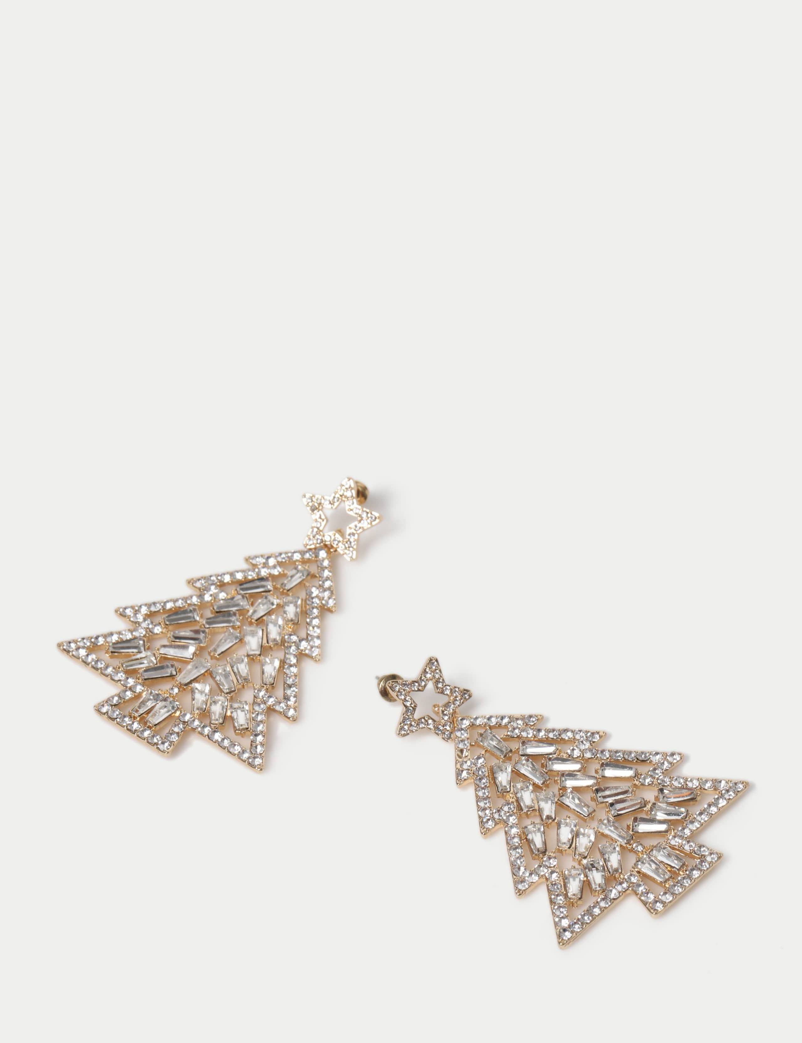 Oversized Rhinestone Tree Stud Earrings 2 of 2