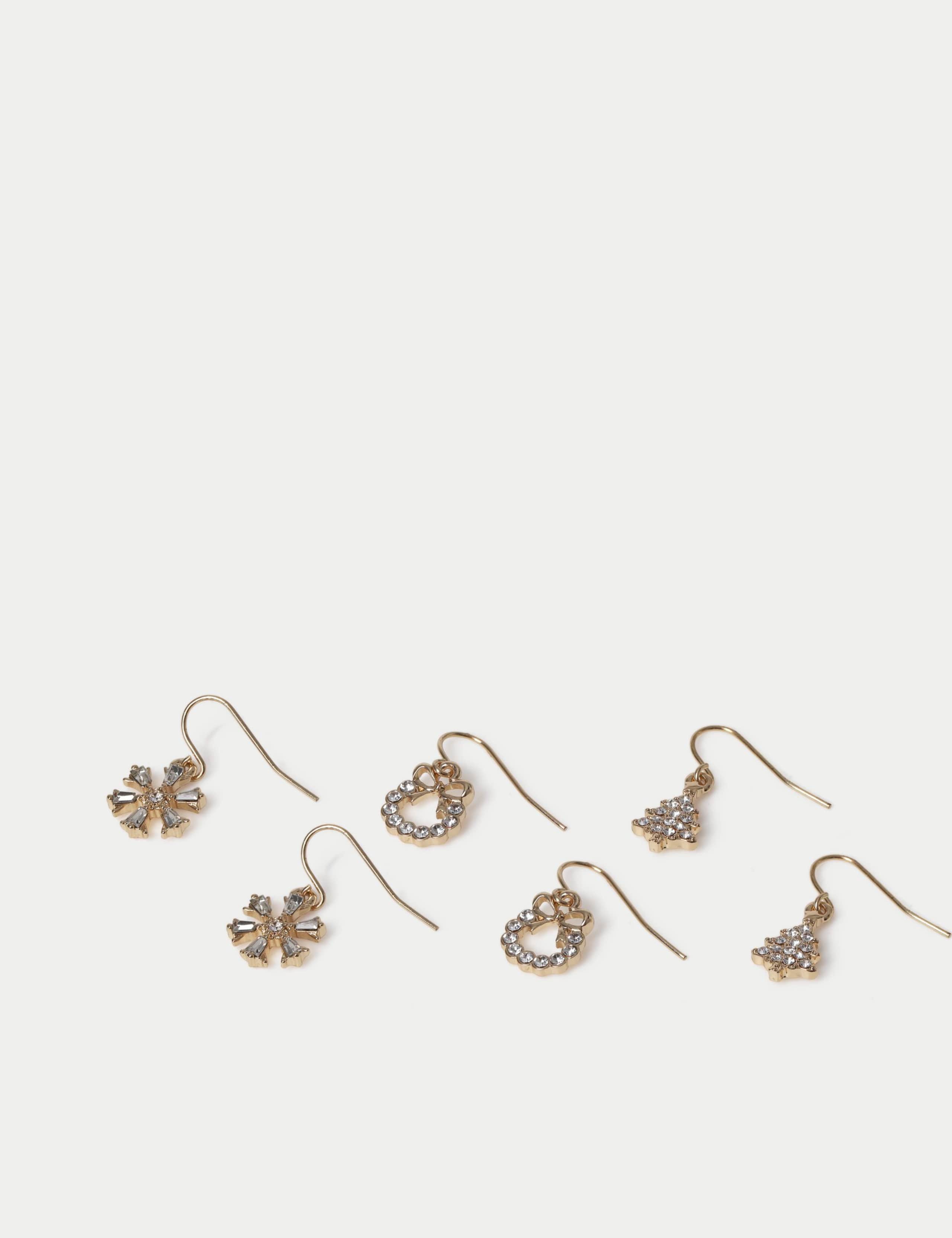 Wreath Reindeer Tree Christmas Earrings 2 of 2