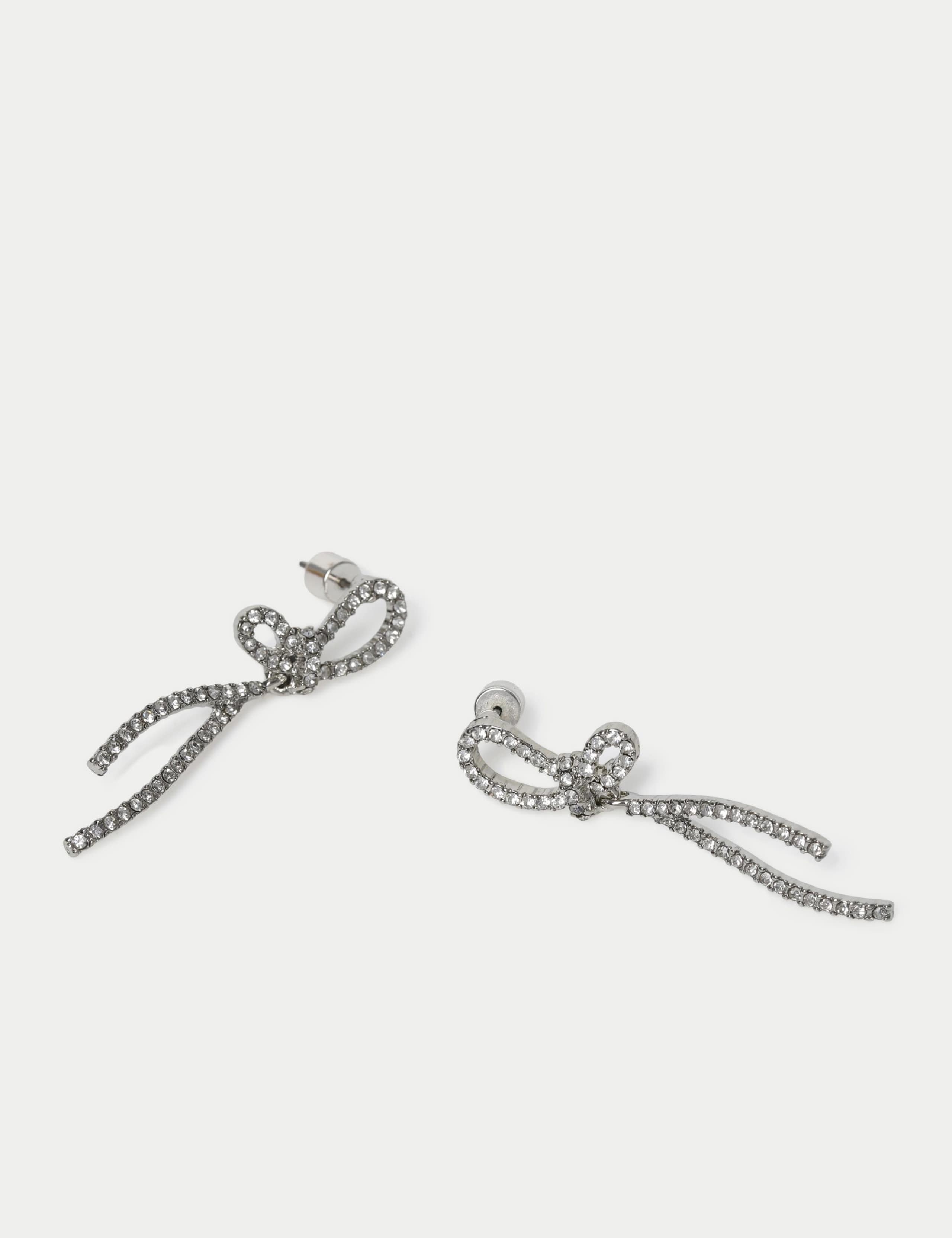 Embellished Bow Drop Earrings 2 of 2