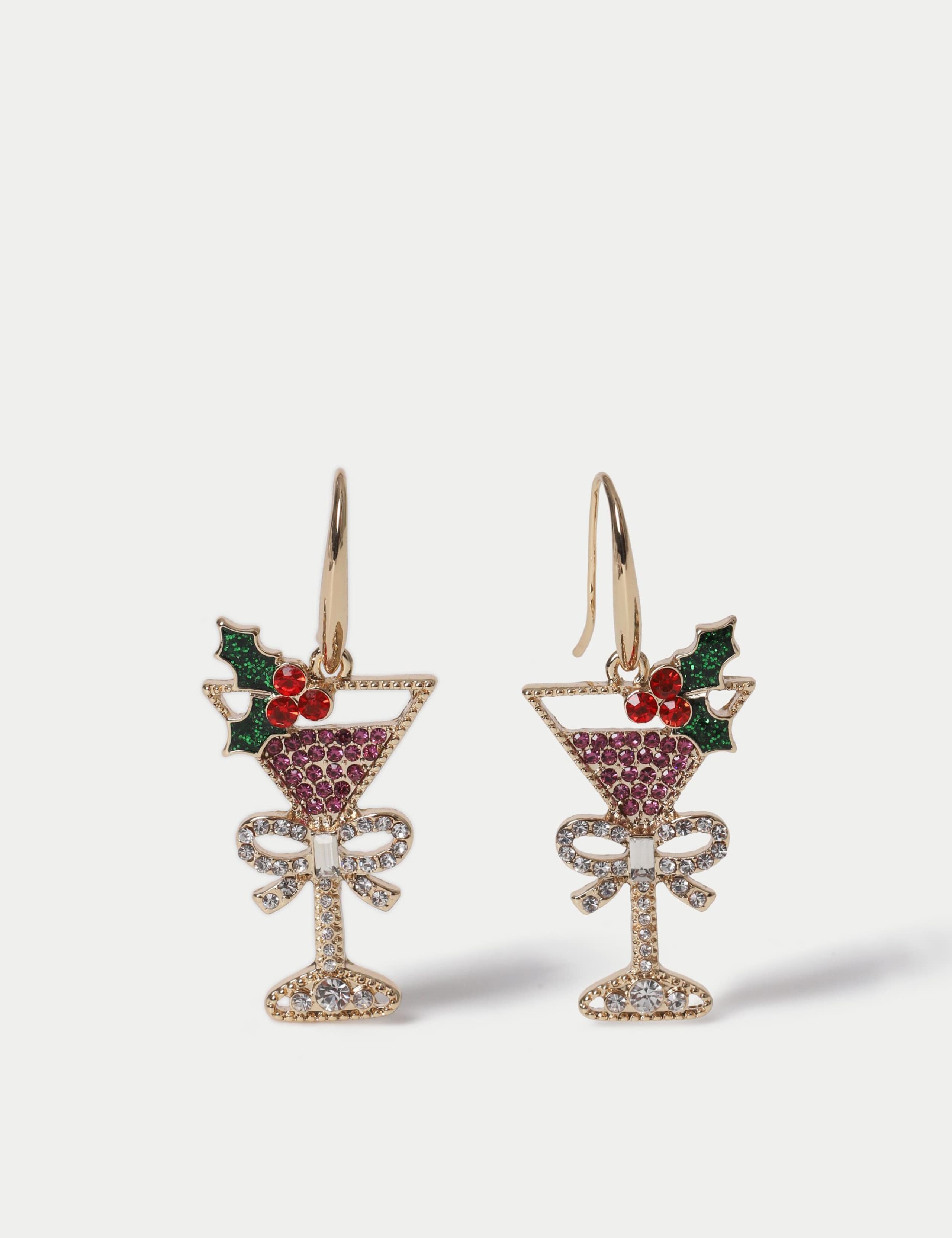 Pink Cocktail Christmas Earrings 1 of 2