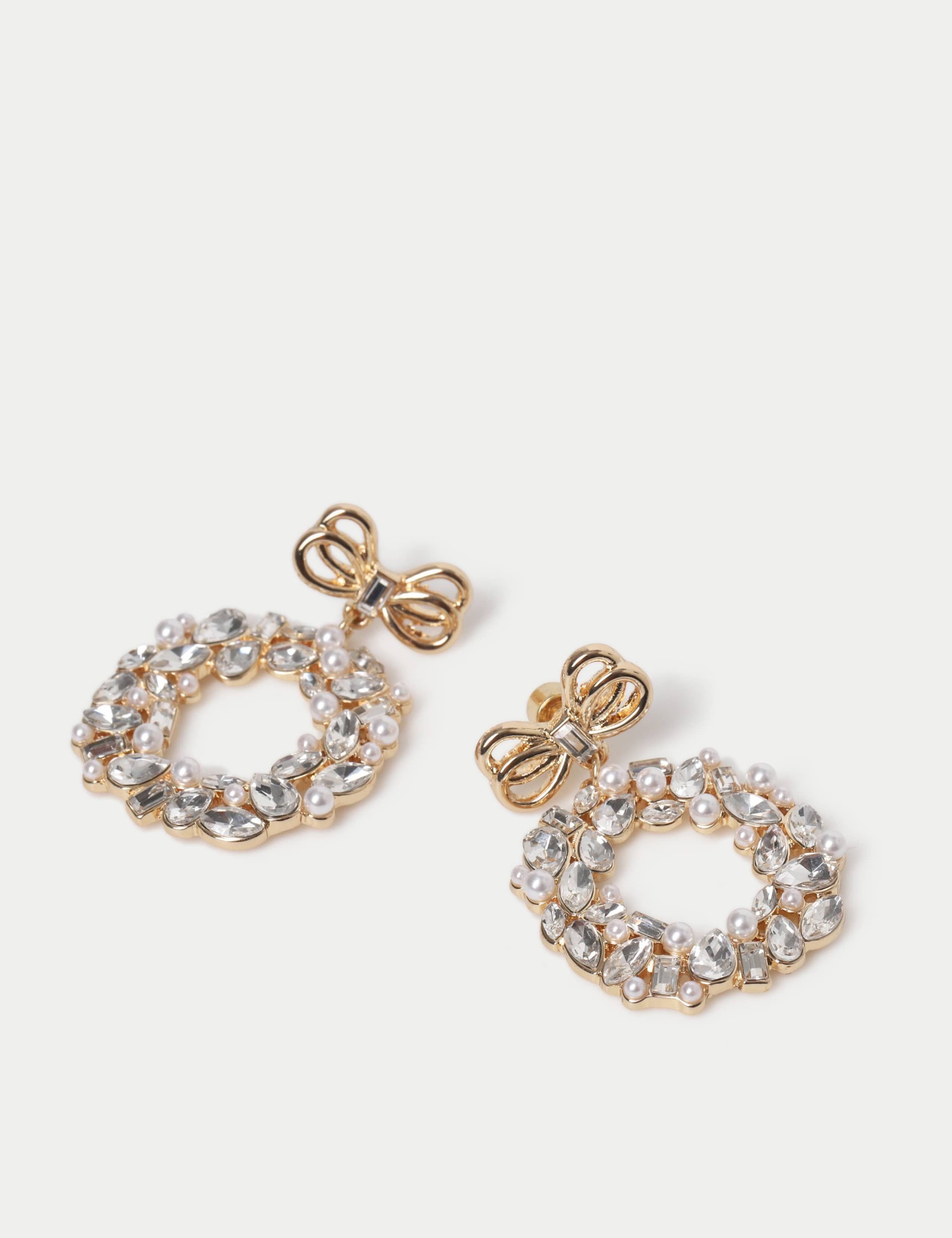 Crystal Wreath Christmas Earrings 2 of 2