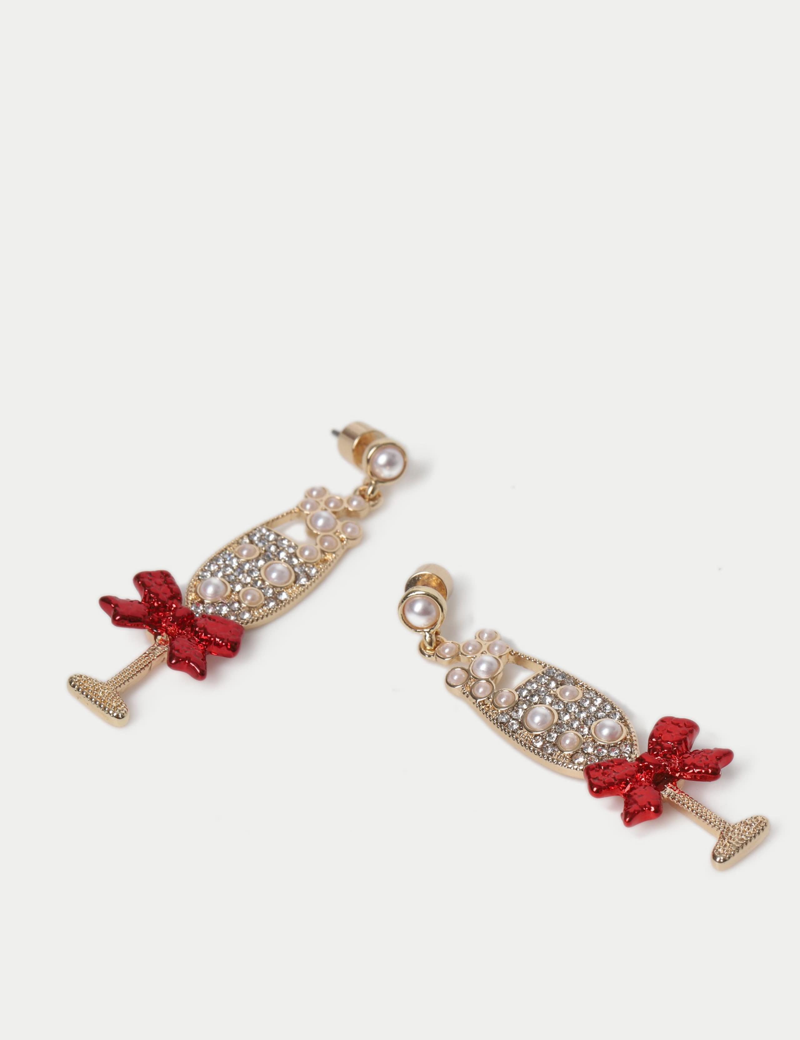 Pearl Champagne Christmas Earrings 2 of 2