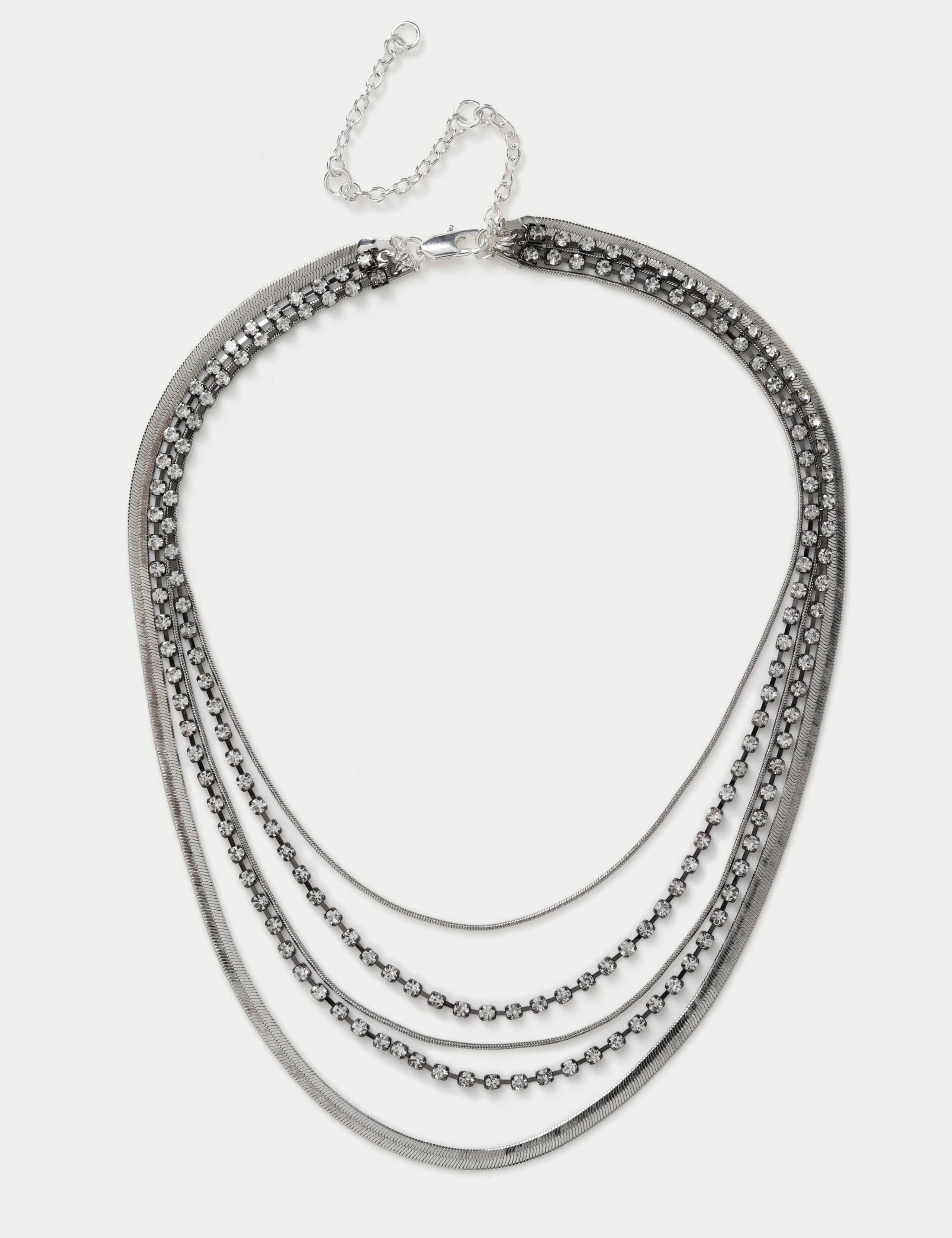 Rhinestone Multirow Necklace 1 of 2