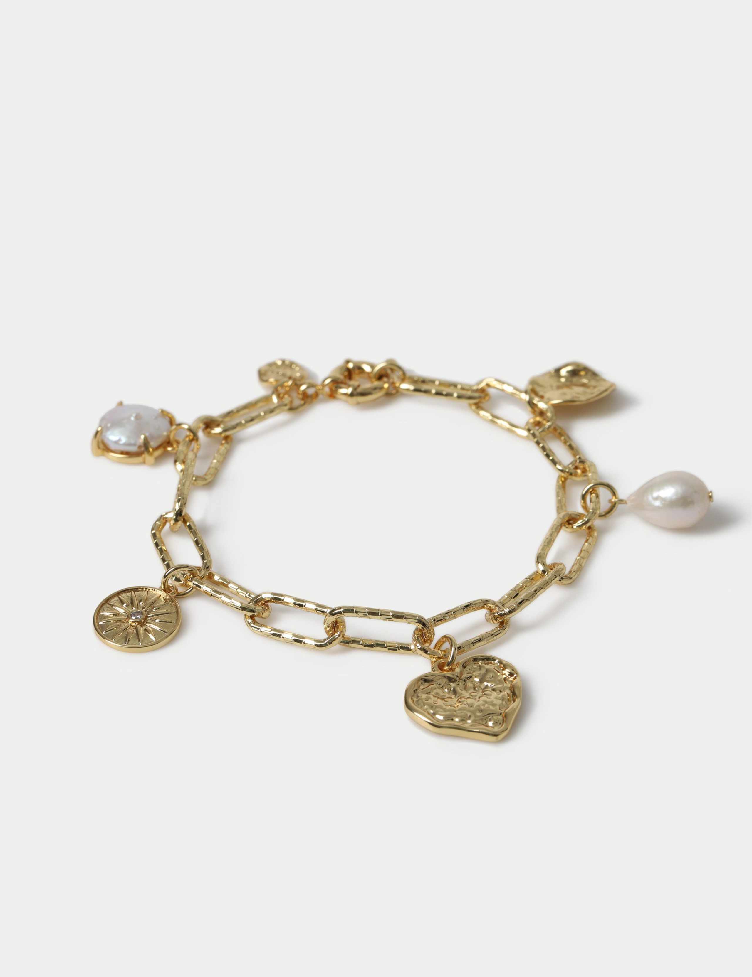 18k Gold Plated Heart Charm Bracelet 2 of 3
