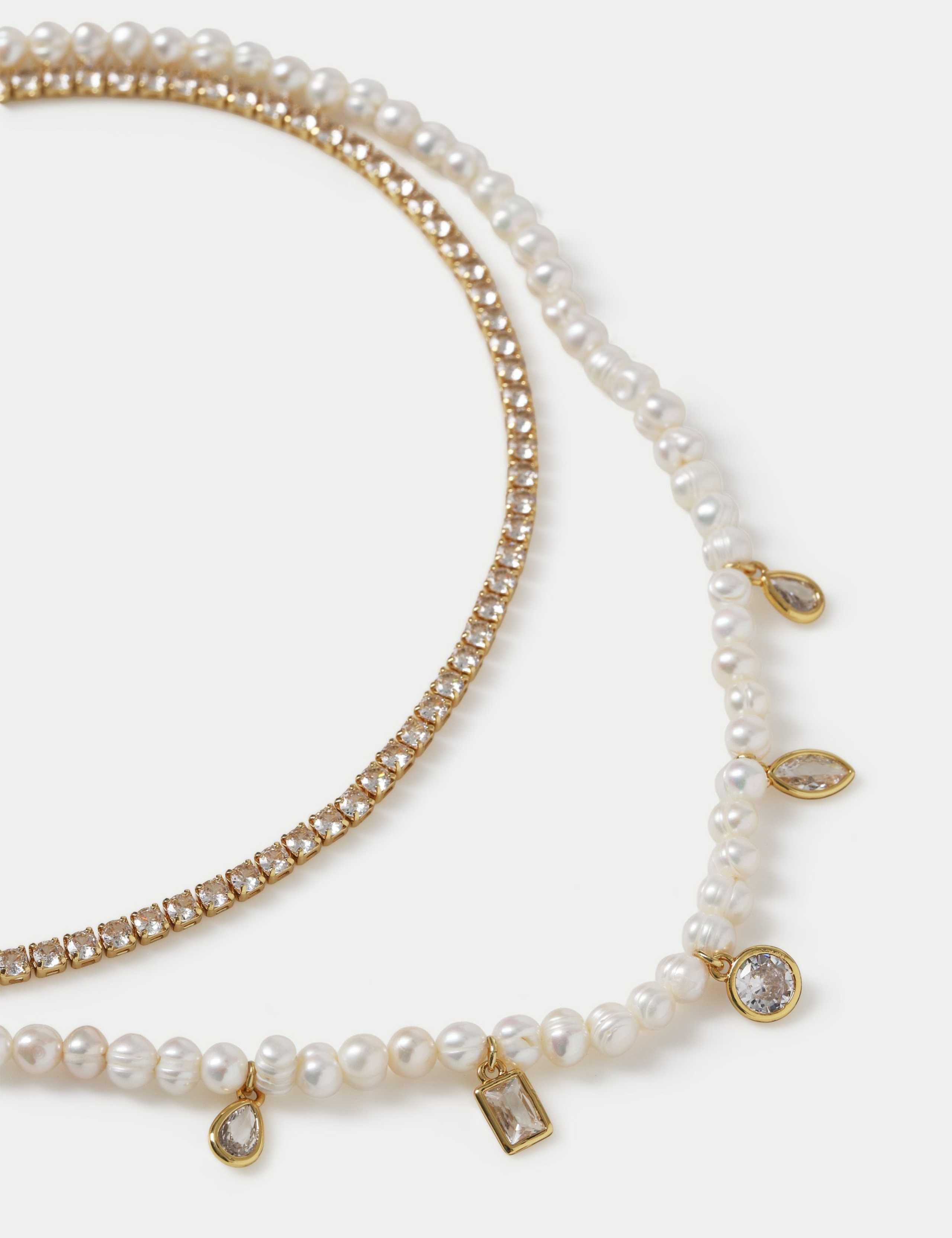 18k Gold Plated Multirow Necklace 3 of 3