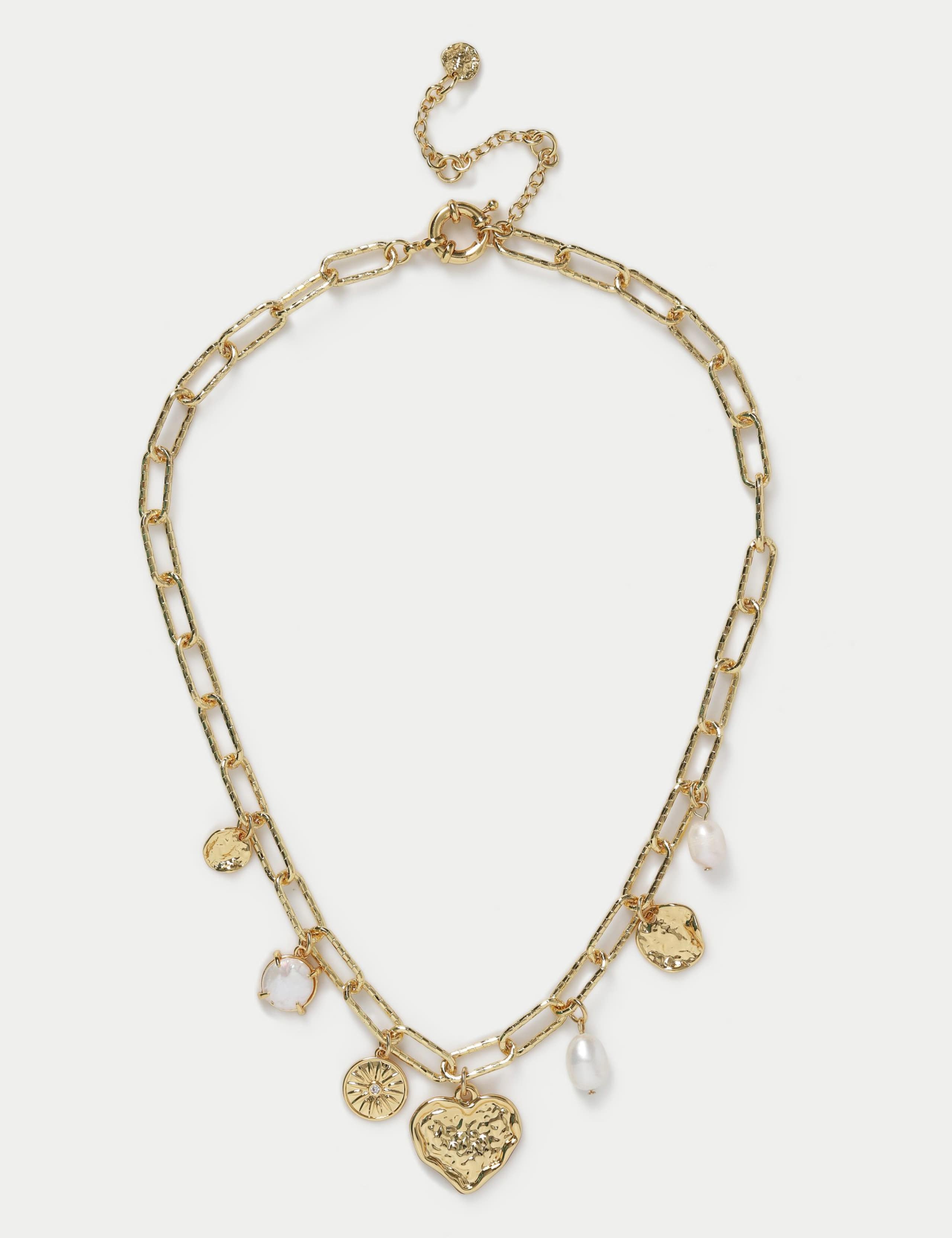 18k Gold Plated Heart Charm Necklace 1 of 3