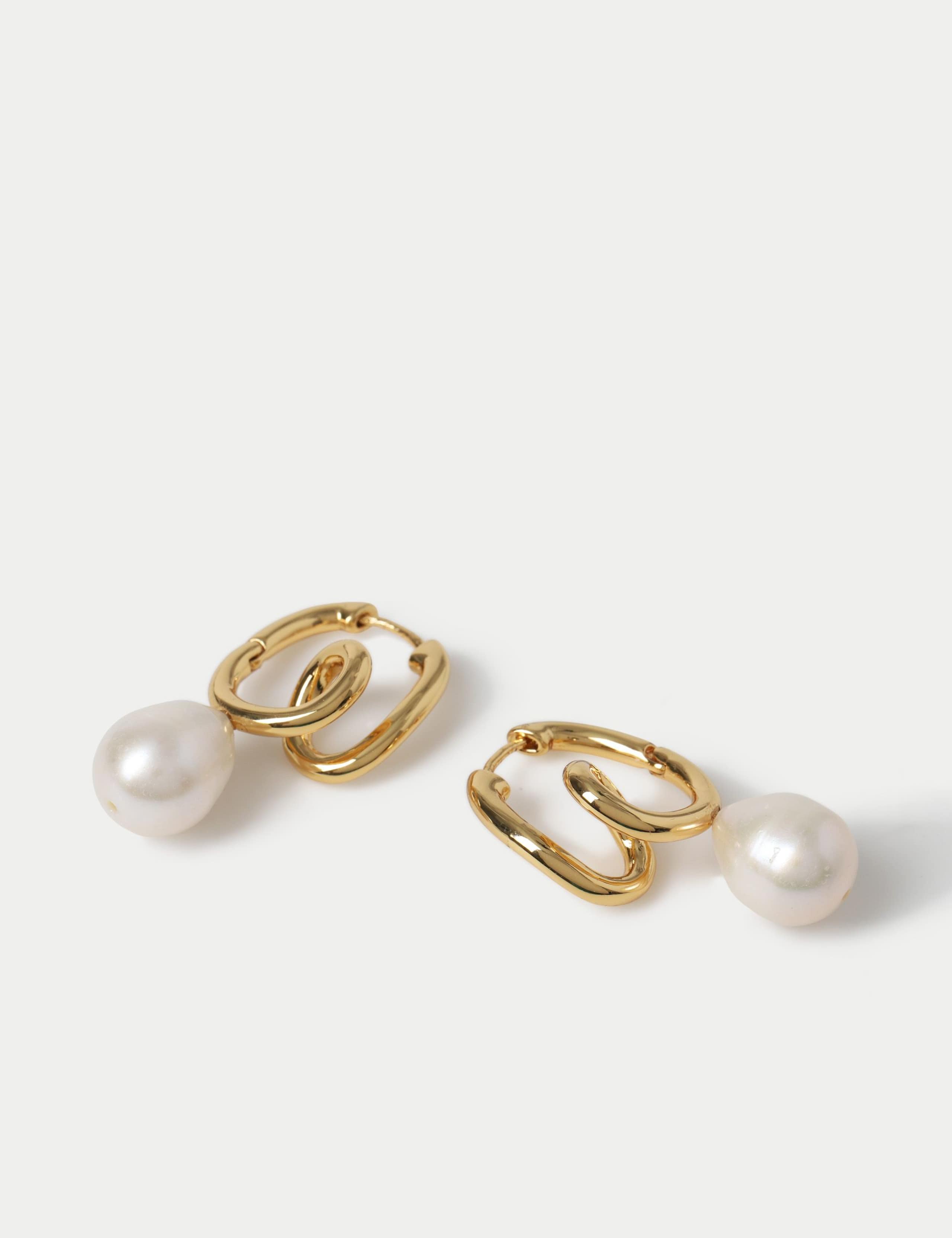 18k Gold Plated Pearl Earrings 3 of 4