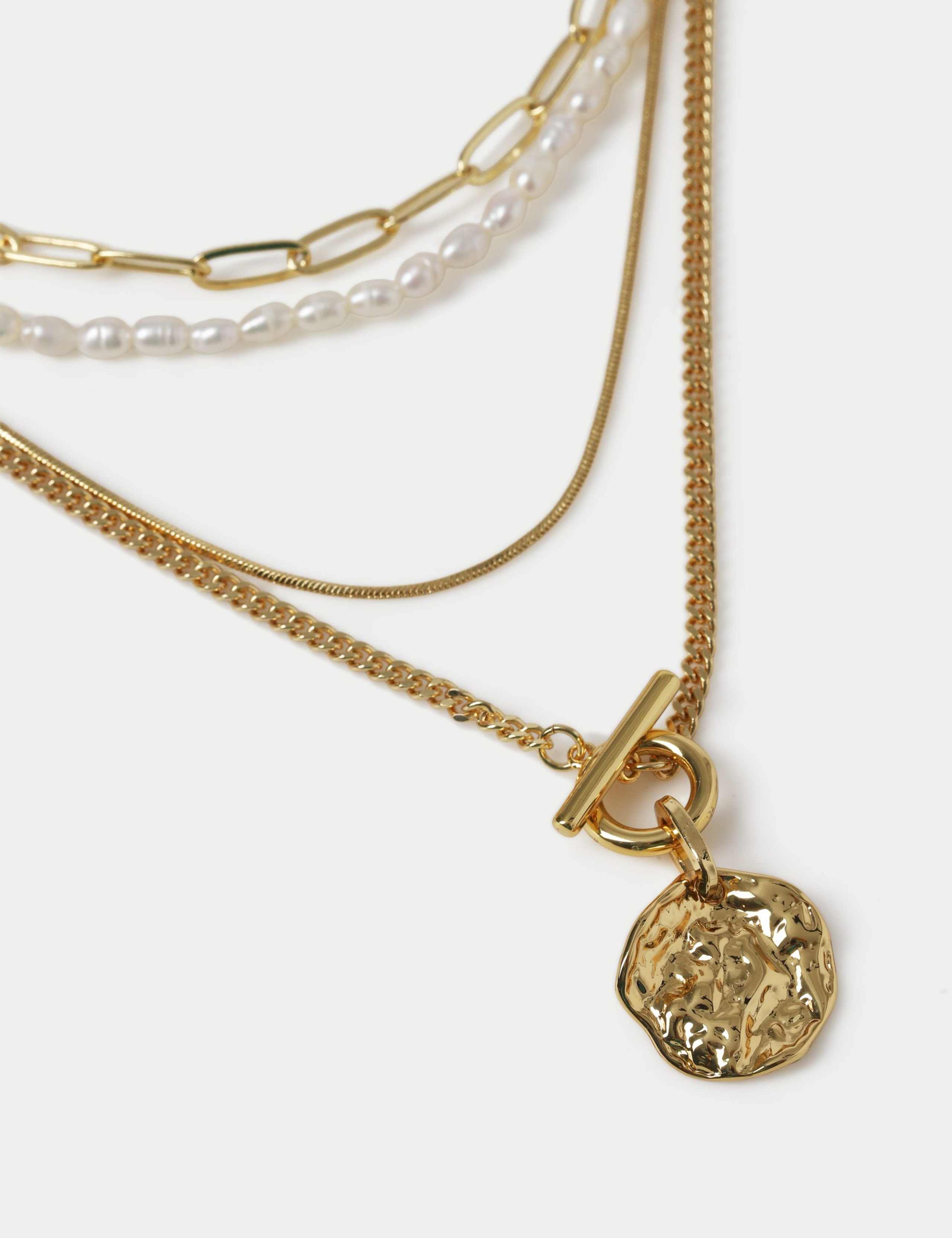 18k Gold Plated Corded Multirow Necklace 3 of 3