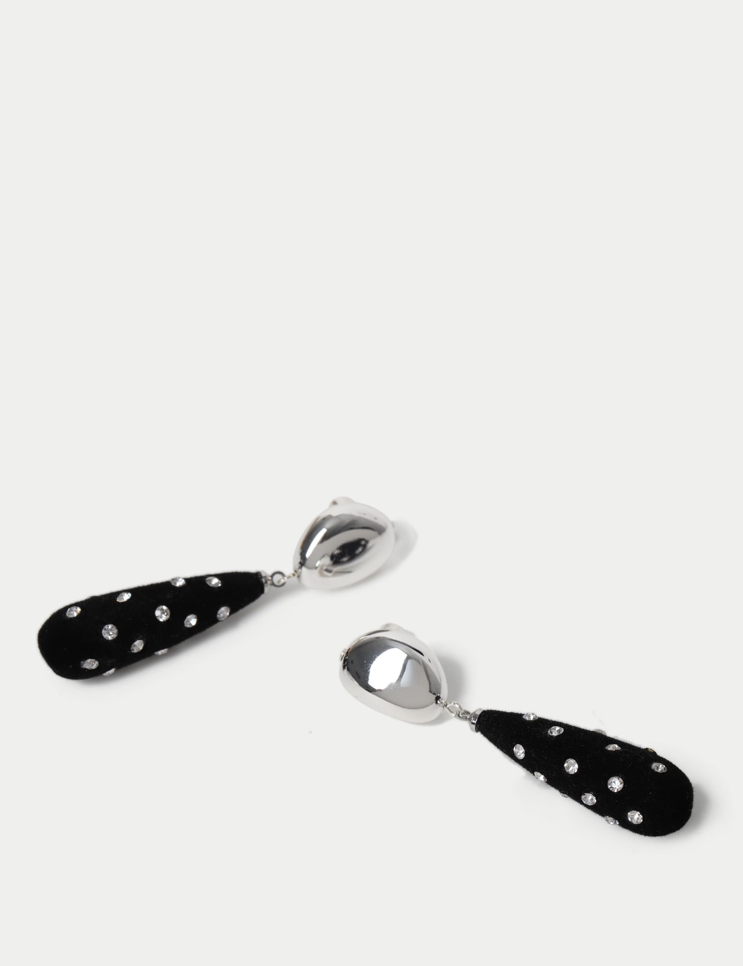 Flocked Embellished Drop Earrings 2 of 2