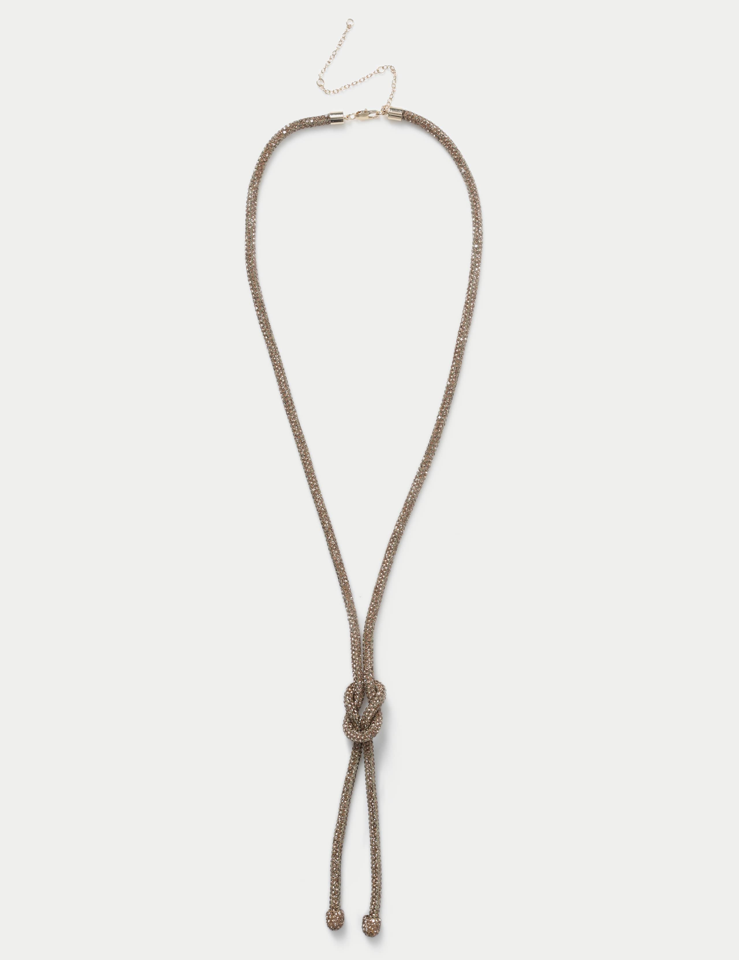 Amber Pave Knot Lariat Long Necklace 1 of 2