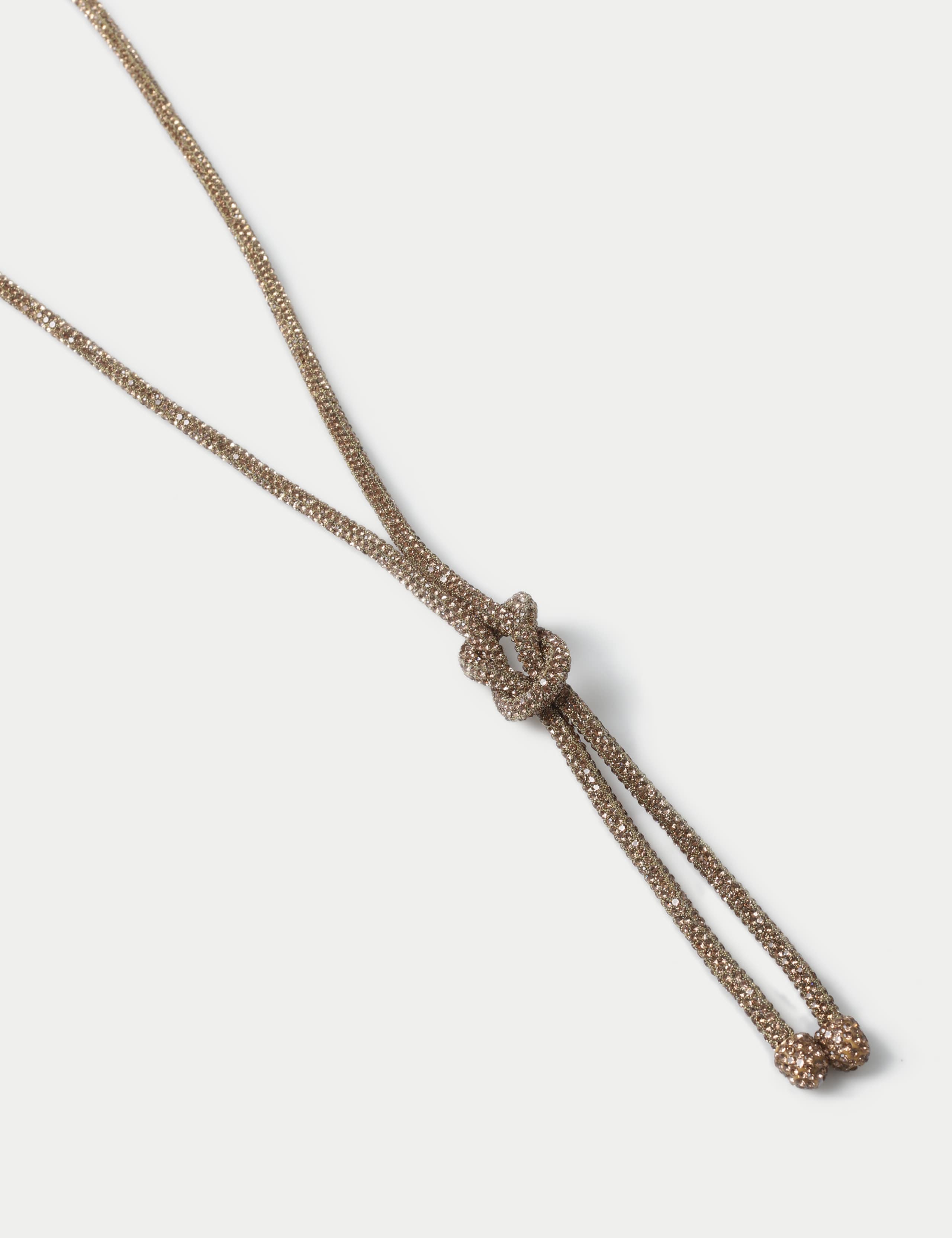 Amber Pave Knot Lariat Long Necklace 2 of 2