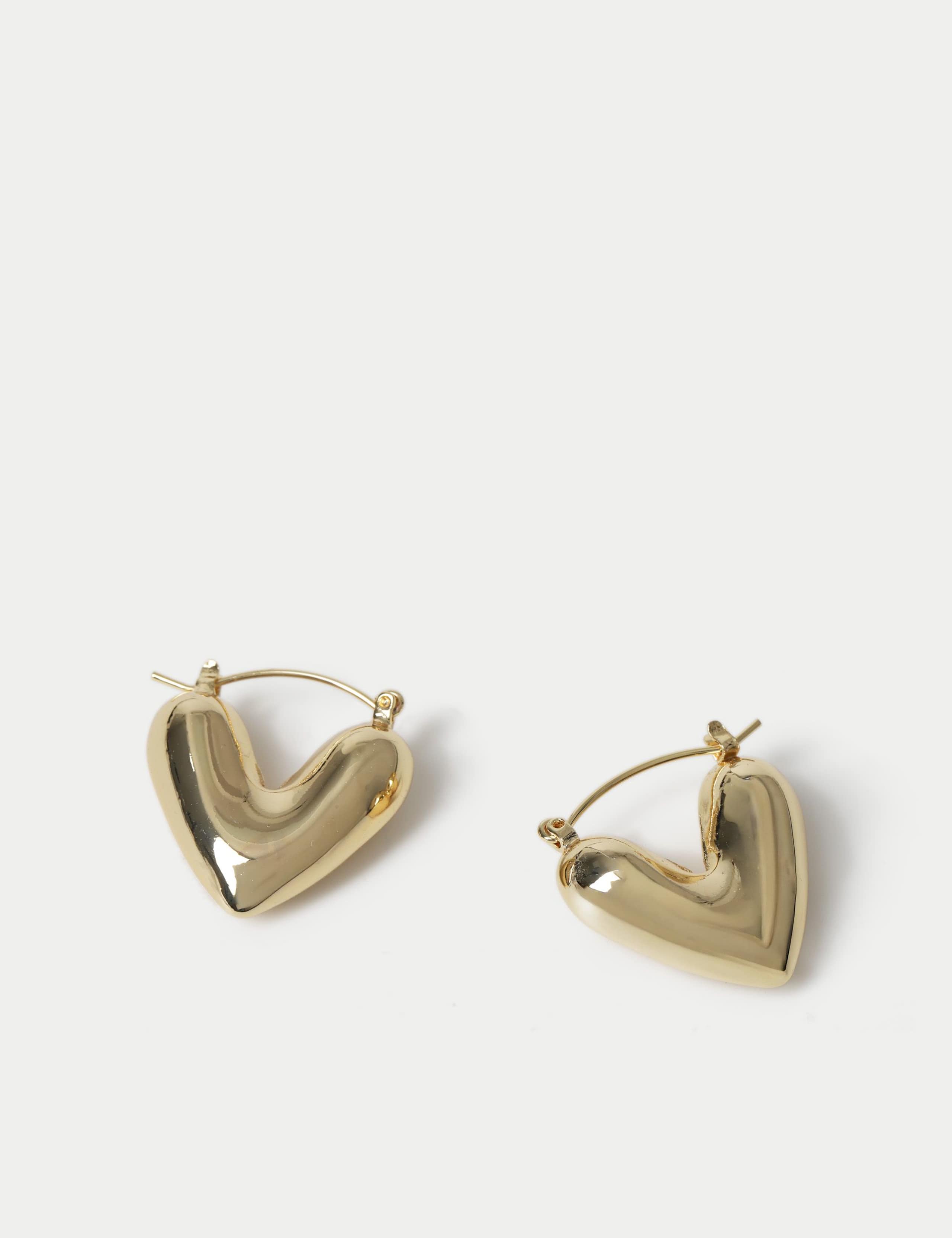 14ct Gold Plated Heart Hoop Earrings 2 of 2