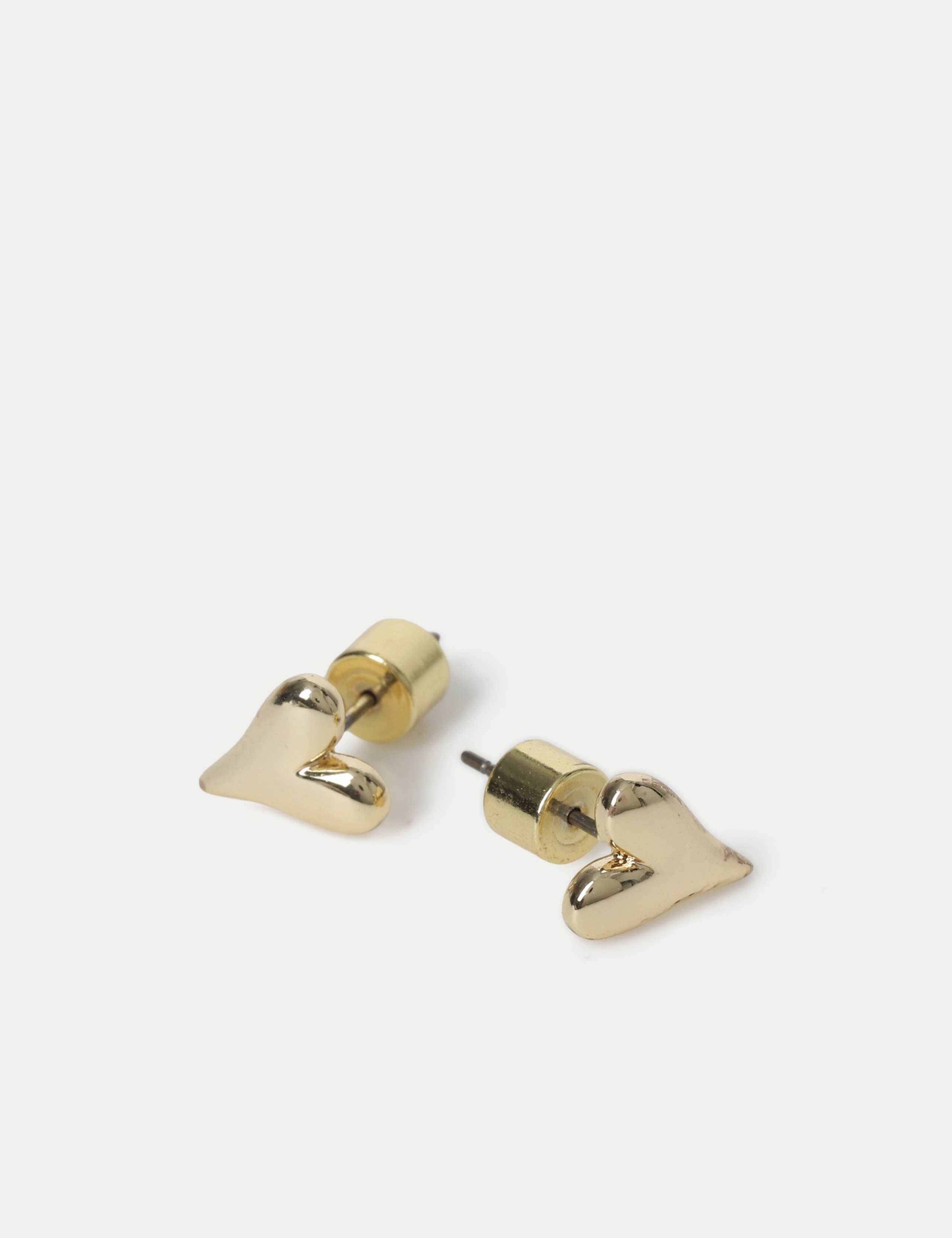 14ct Gold Plated Heart Stud Earrings 2 of 2