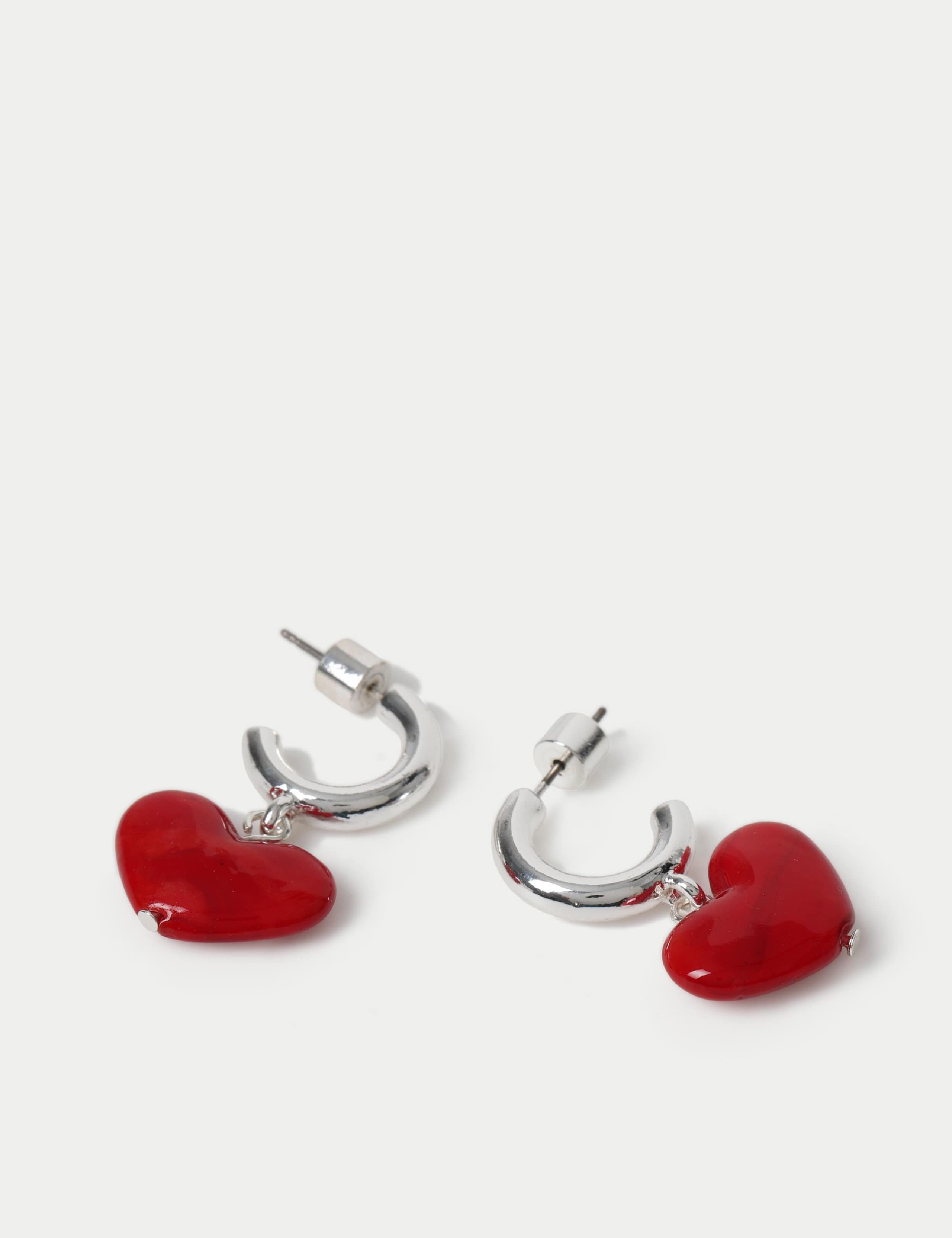 Heart Drop Hoop Earrings 2 of 2